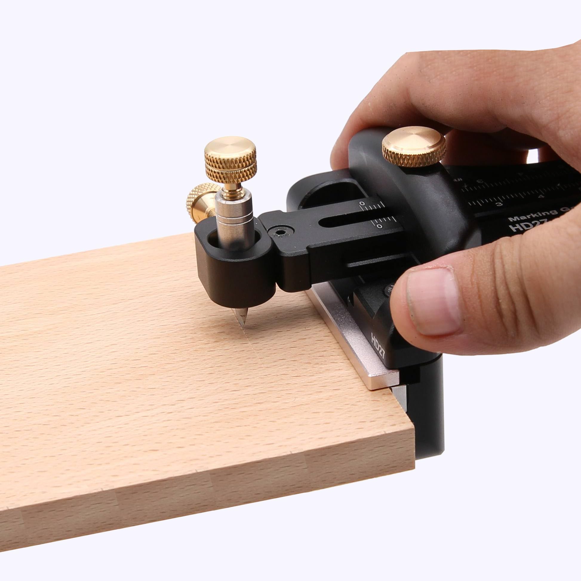 HONGDUI Marcador métrico e imperial de doble escala HD27, herramientas de marcado, con un diámetro de plataforma colgante de menos de 11 mm, se puede instalar un bolígrafo