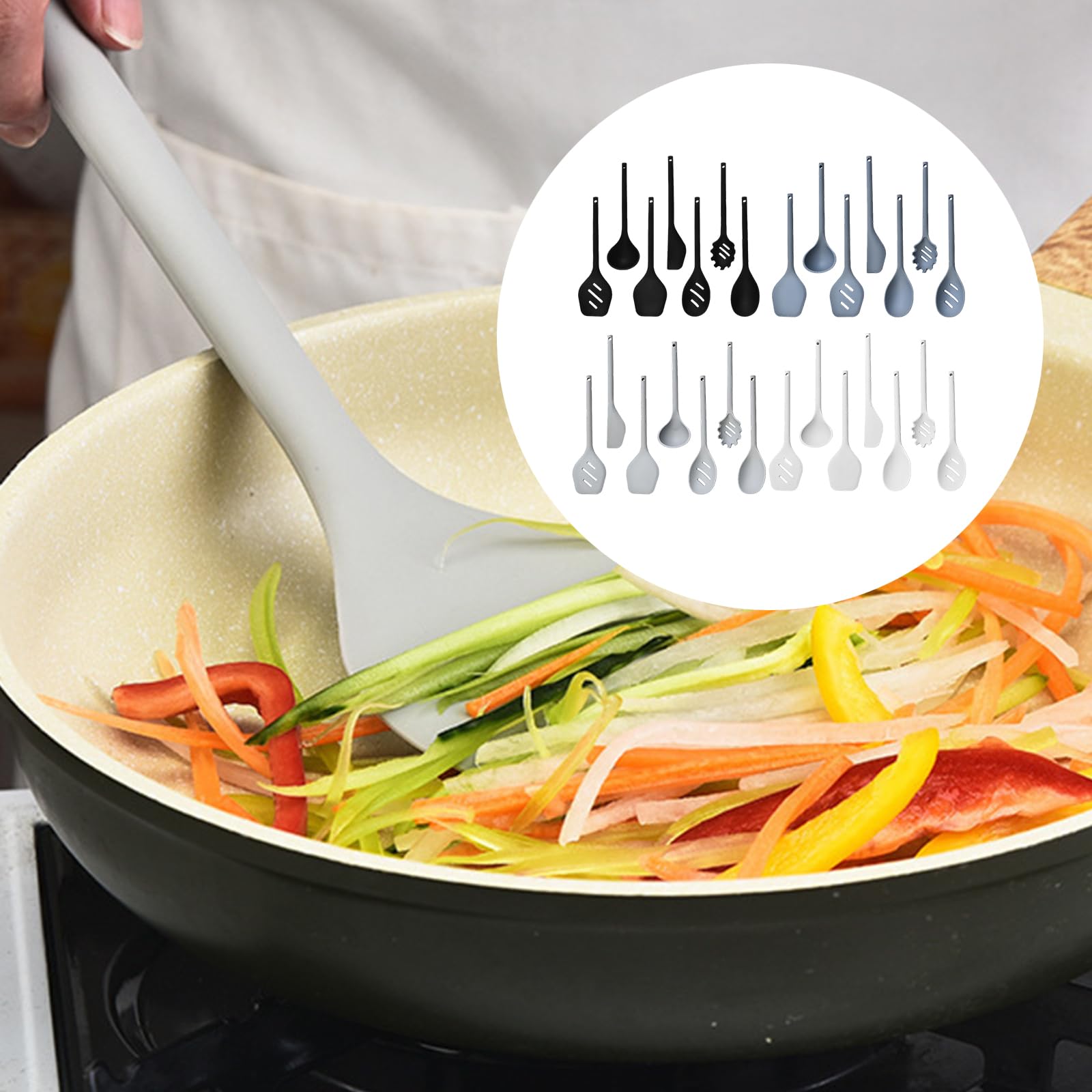Lot de 7 spatules en silicone avec ustensiles de cuisine ergonomiques résistants à la chaleur de qualité alimentaire, faciles à nettoyer, ensemble d'outils de cuisine en élastomère