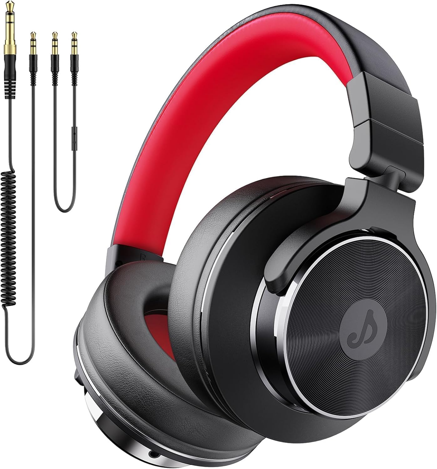 syndesmos Casque filaire supra-auriculaire, moniteur de studio et casque DJ mixeur avec pilotes en néodyme de 50 mm et prise jack 1/4 à 3,5 mm pour guitare, podcast, ampli et clavier de piano (noir