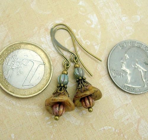 Miniatura 3 de Shabby Chic Earrings with Rustic Glass Flowers
