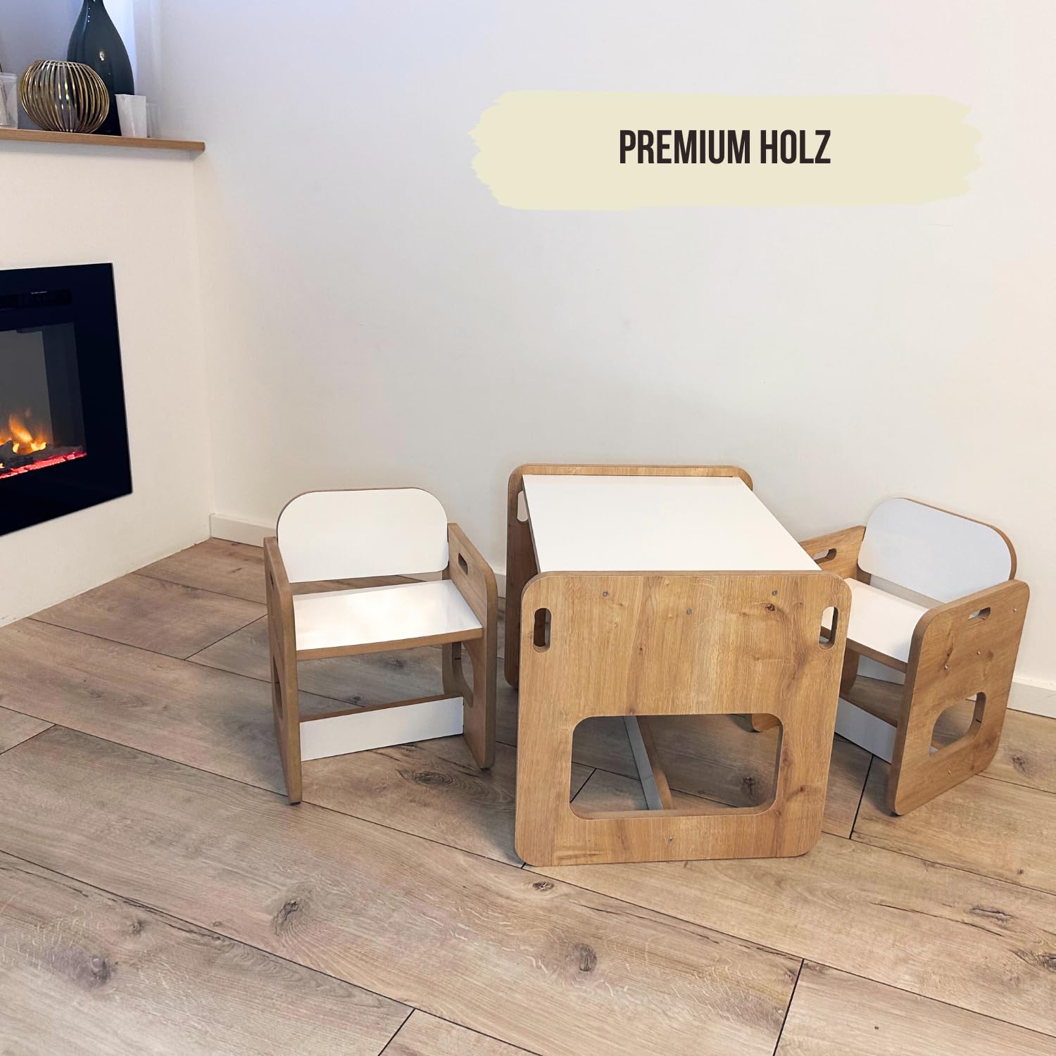 Malino Kindersitzgruppe aus Holz – Set aus 1 Tisch und 2 Stühle – Robuster Spieltisch für Kinder – Kindertisch perfekt für Kinderzimmer Kindermöbel Jungen & Mädchen ab 2 Jahren