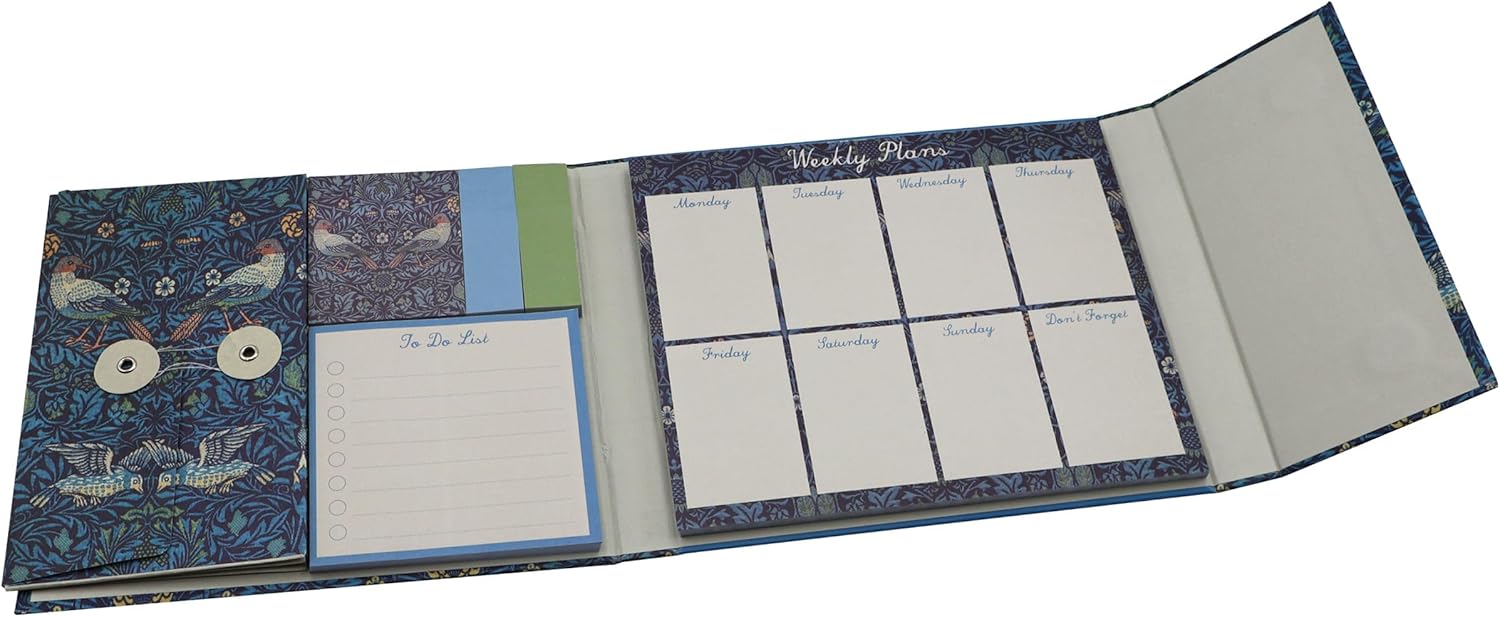 William Morris Weekly Planner Organiser With Sticky Notes - Birds Design