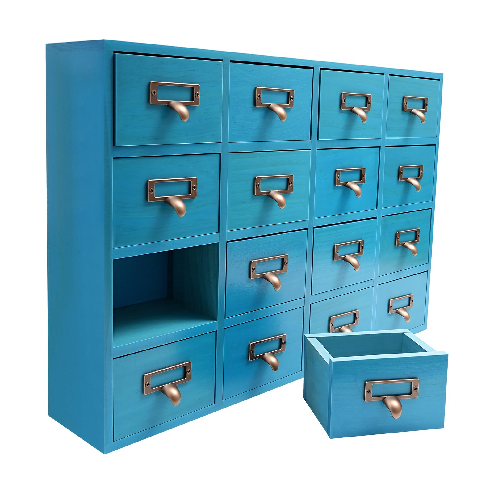Armadio per medicinali con 16 cassetti, cassettiere e armadietti, contenitore per erbe aromatiche, scrivania in legno, mobili vintage, per barattoli da farmacia, medicine domestiche, blu