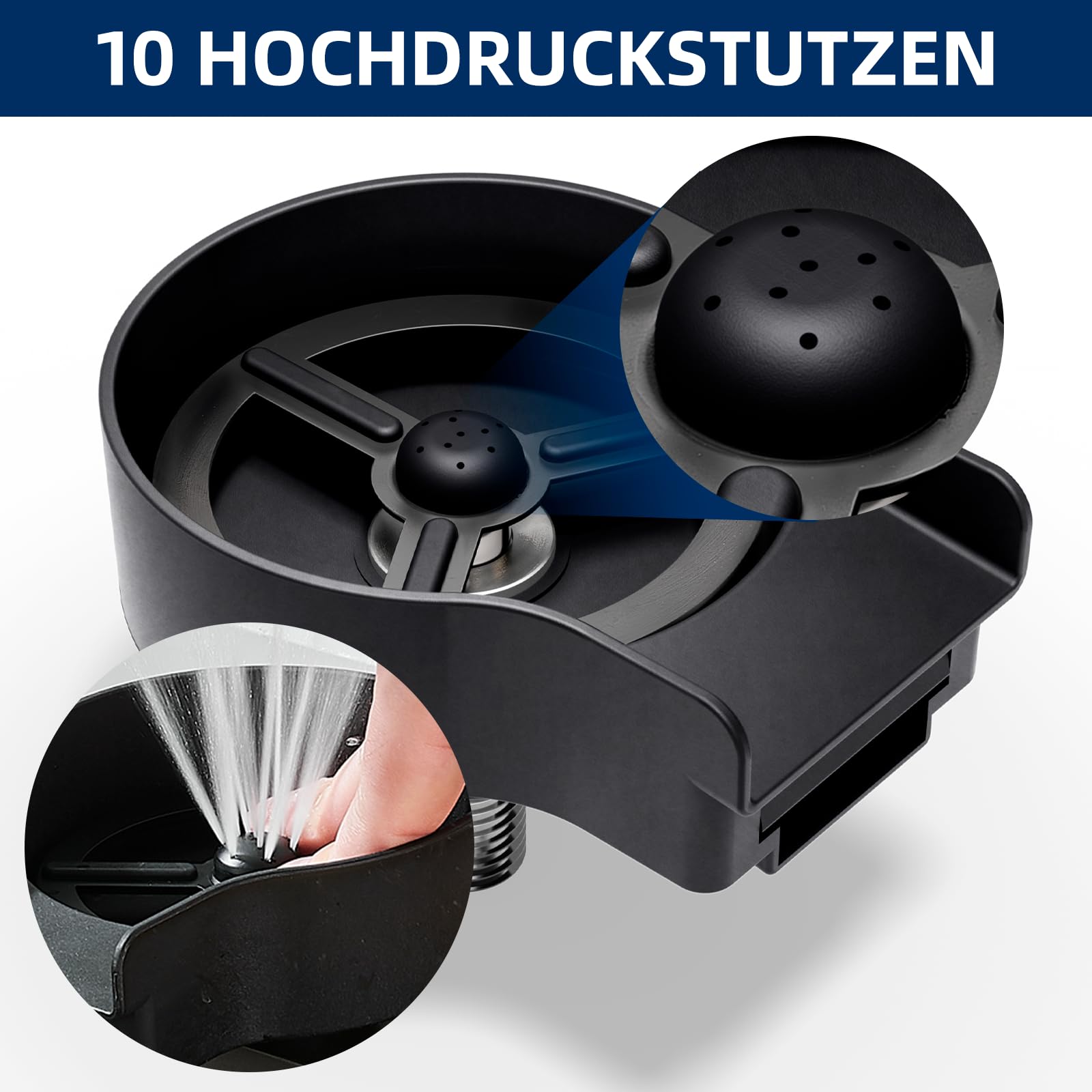ZHIBAI Gläserspüler,FlaschenspüLer,Glasspüler für Spülbecken,Edelstahl Glasspüler für Spülbecken,glass spüllen für küchenspüle,Bar Gläserdusche, spülbecken-glasspüler,flaschenreiniger(Schwarz)