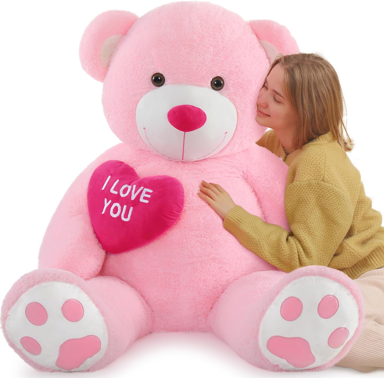BENINY Giant Teddy Bear 52" - Big Stuffed Animal with Heart - Large I Love You Teddy Bear Plush Toys for Kid Christmas Birthday - Valentines Bear Gift for Girlfriend Wedding