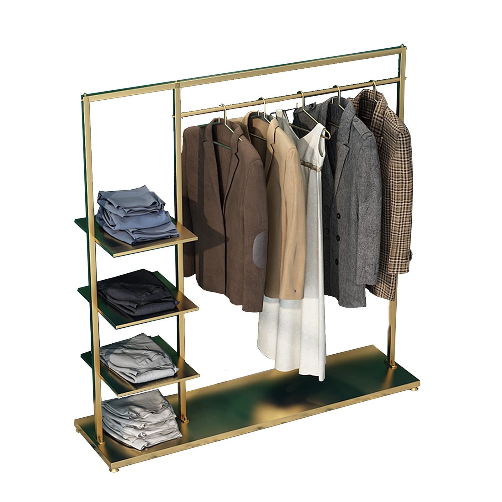 Porte-manteau portant vêtements métal doré avec étagères rangement chambre salon buanderie
