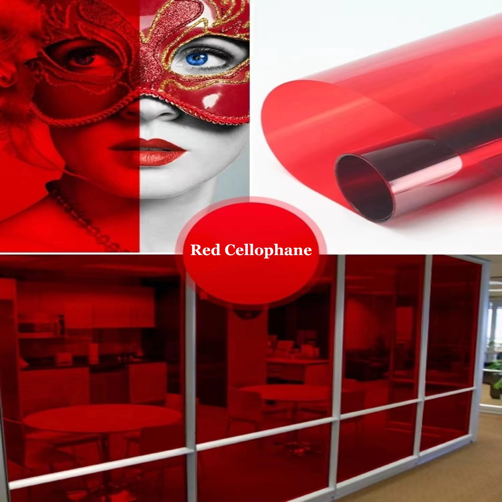 Vanhench Red Cellophane Wrapping Paper, 16