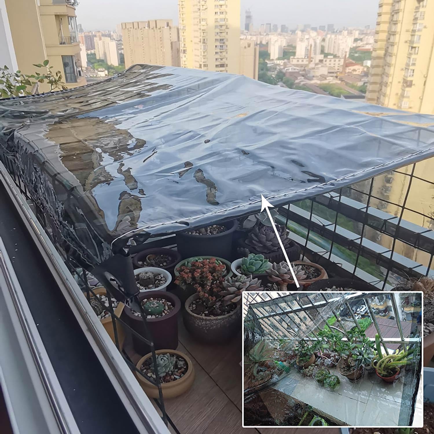 32 mm wodoodporny szary C s z przelotkami przezroczysty PCW aulin wiatroszczelna osłona na zewnątrz do ogrodu kemping 1,8 x 4 m (0,5 m 6 m) rozmiar opcje