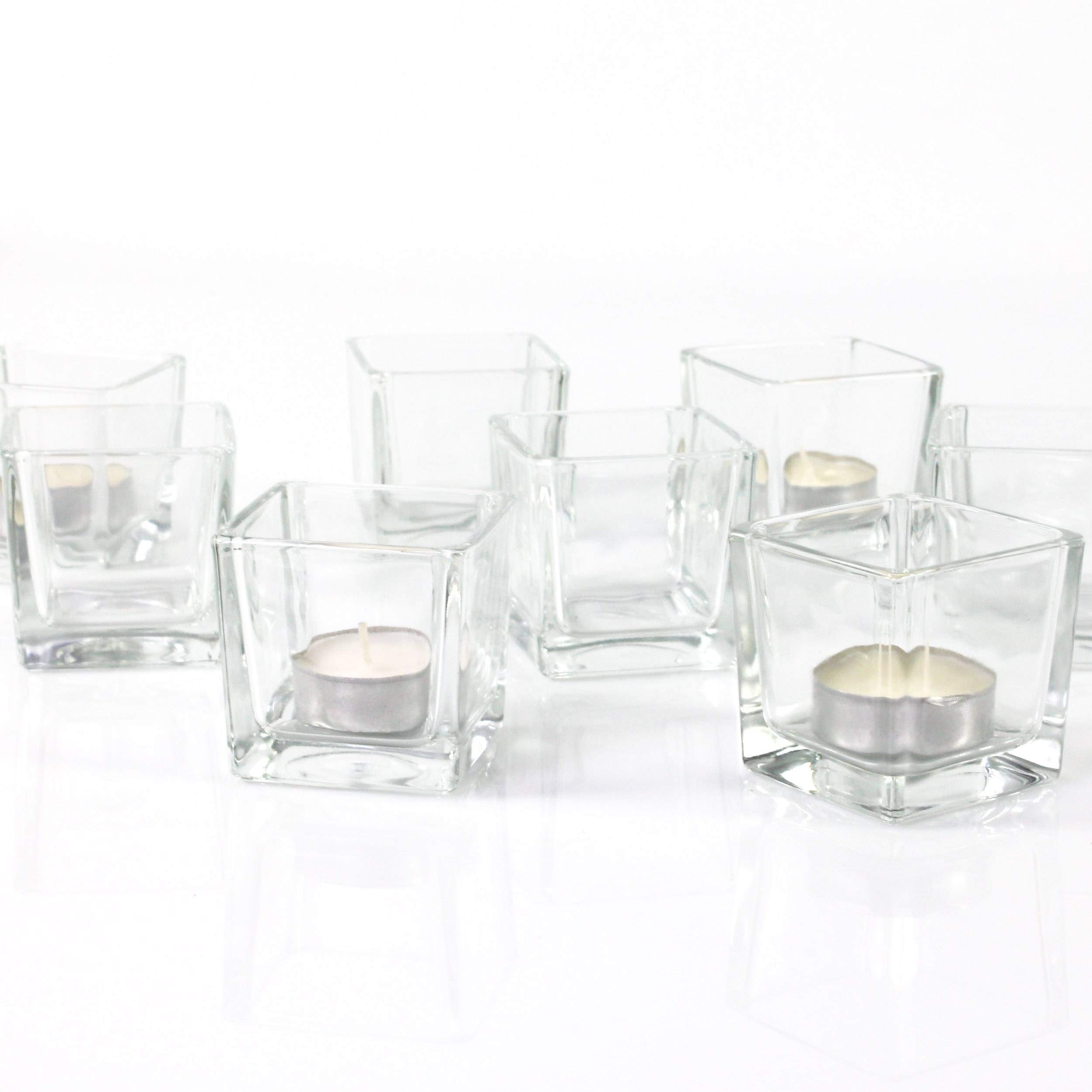 INNA-Glas 8 x Piccolo portacandela/Bicchiere cubico Kim, Trasparente, 6x6x6cm - Set portacandela/Bicchieri Decorativi