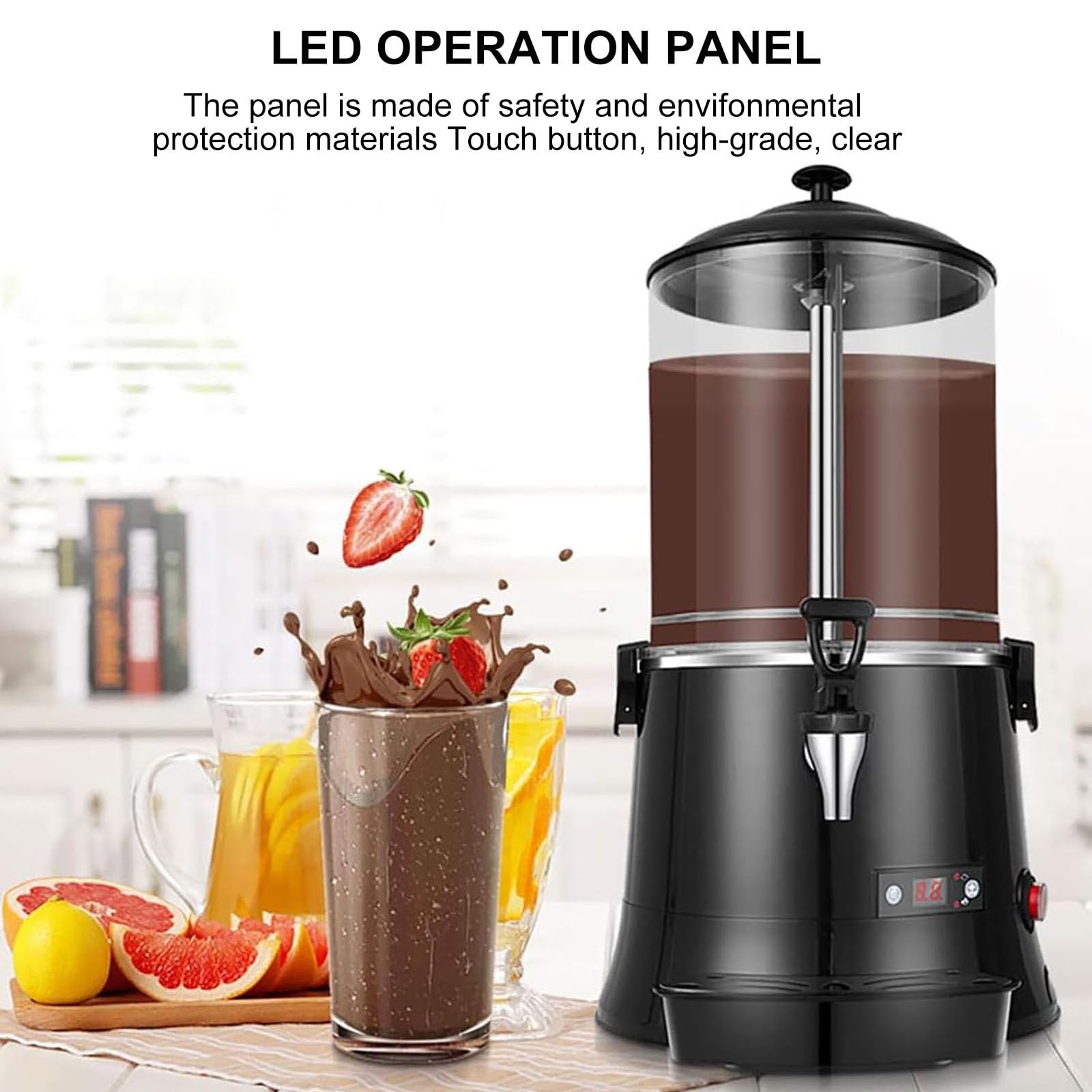 Distributeur De Chocolat Chaud 10 L, Grande Machine à Fondre Le Chocolat, Machine à Chocolat Chaud Commerciale 400 W, Distributeur De Boissons éLectriques, Avec Affichage NuméRique Led,110V