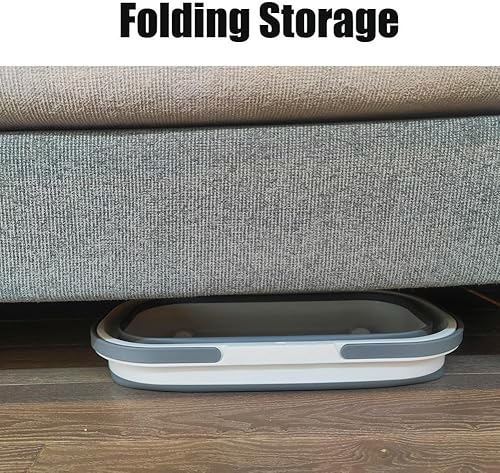 Miniatura 3 de Cubo de plástico plegable grande con ruedas de 12 litros (3.17 galones), cubo plegable para fregona con asa, para limpieza de la casa, camping,