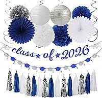 Vista 9 de Black Gold Graduation Party-Decorations Garland - 36pcs Congrats Grad Class 2026 Banner,Hat Hanging Streamers,College High School Congratulations
