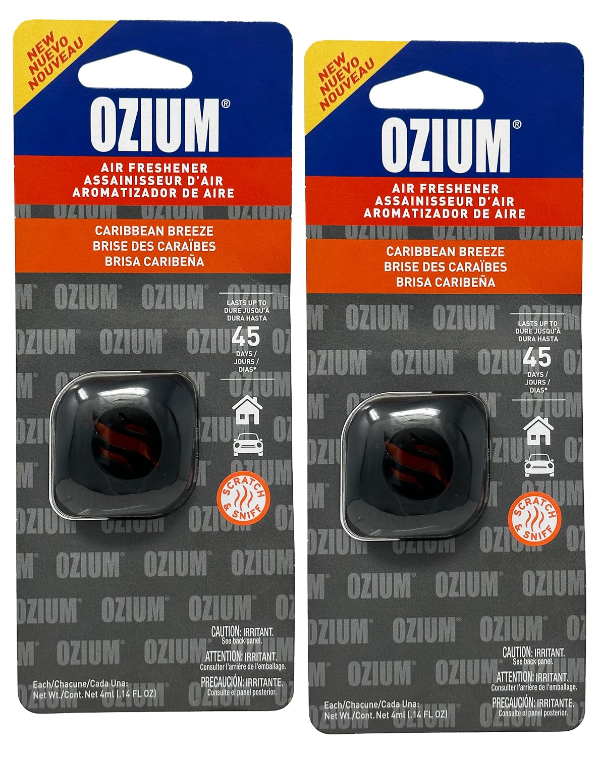 Ozium Membrane Car Vent Clip AC Air Fresheners Car Air Freshener and Car Odor Eliminator (Caribbean Breeze, 2 Packs)
