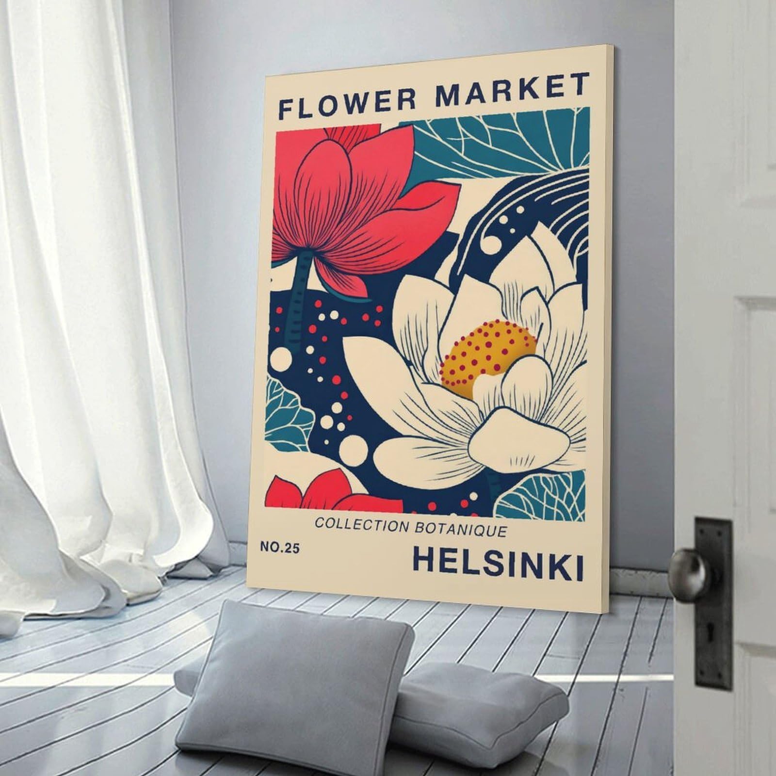 Junmoney Canvas Art Print Helsinki Flower Market Poster, 20x30inch(50x75cm), for Office, Study Or Home Workspace, Home Office Artwork with Decorative Appeal
