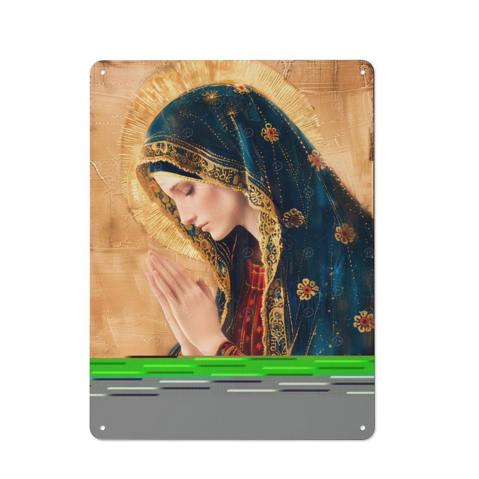 Junmoney Virgin Mary Painting Simple Retro Tin Sign 40X30cm, Office Wall Decor For Hobby Room, Office, Lounge Or Living Room