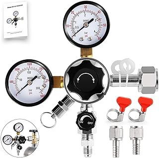 CGA-320 Kegerator Regulator, Dual Gauge Co2 Regulator for Kegerator Co2 Regulator Beer Tap for Keg with 1/4'' & 5/16'' Quick Disconnect Barb Connectors & Safety Relief Valve for Co2 Cylinder Tank