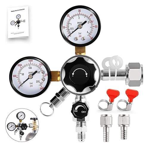 CGA-320 Kegerator Regulator, Dual Gauge Co2 Regulator for Kegerator Co2