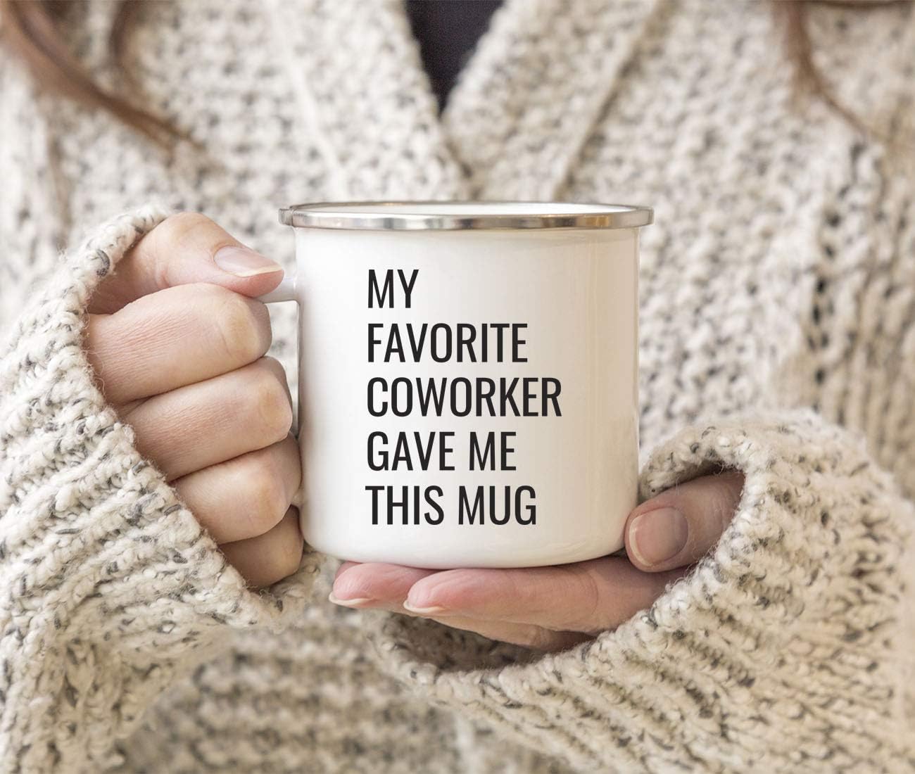 Andaz Press 11oz. Stainless Steel Funny Campfire Coffee Mug Gag Gift My Favorite Coworker Gave Me This Mug 1-Pack Birthday Christmas Metal Camping Cup Favorite Coworker Gifts Funny Gifts For Coworkers