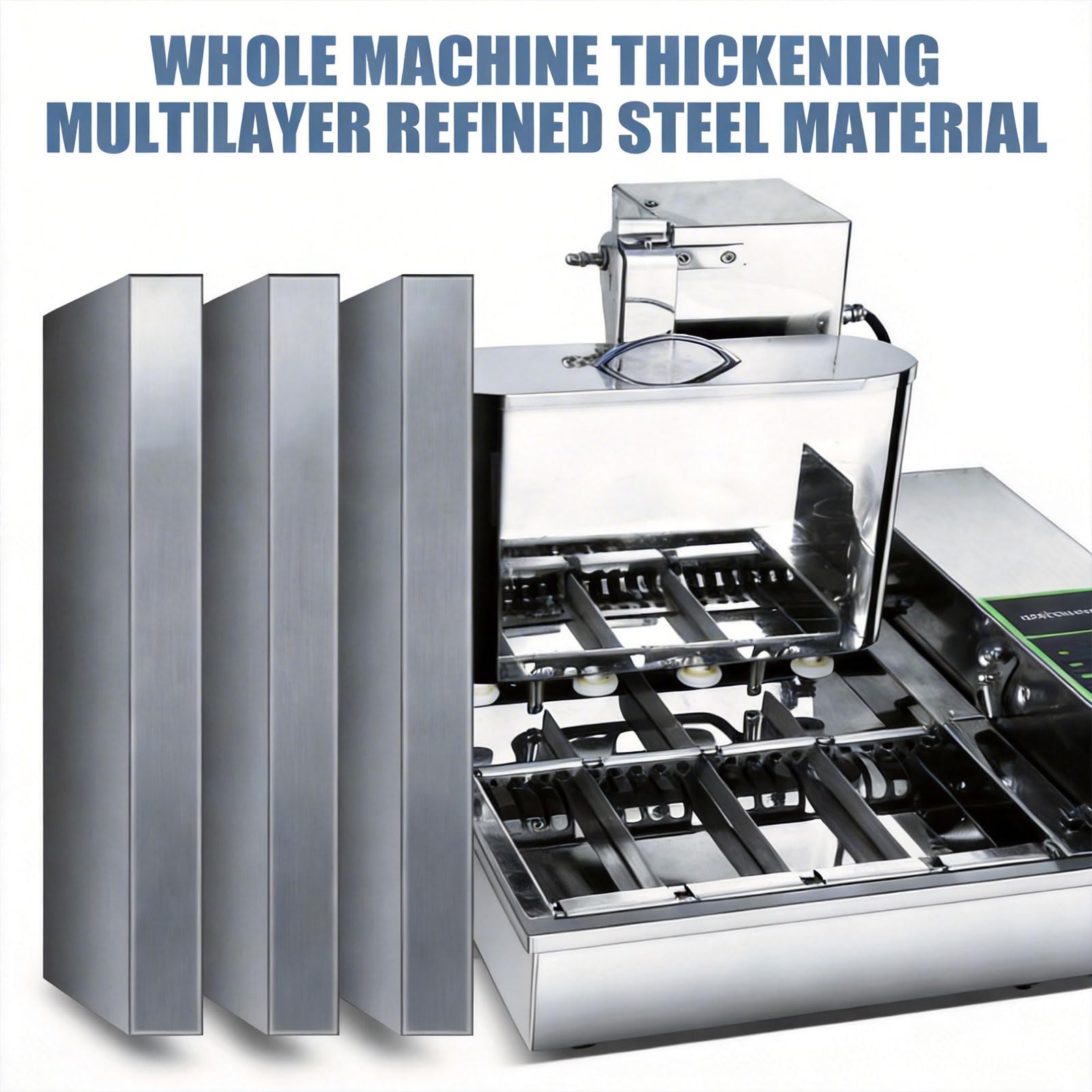 Genérico 2000W Commercial Donut Making Machine, 4/6 Fila Fils Automatic Donut Maker con Panel de Control Inteligente, Auto Flip & Adjustable Thickness, para Panaderías, Cafés y Donut Shops 4 Filas