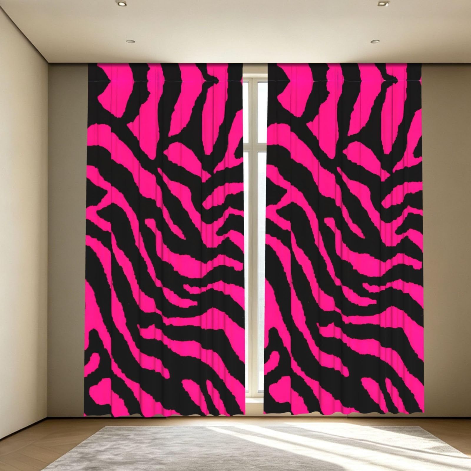 Yyoretp Zebra Tiger Leopard pink Print Blackout Curtains for Living Room Bedroom Thermal Insulated Window Drapes.