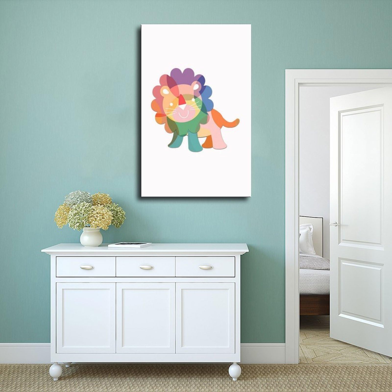 Ballon-Löwen-Farbdruck, Leinwand-Poster, Schlafzimmer, Dekoration, Landschaft, Büro, Raumdekoration, Geschenk, 61 cm L x 91,4 cm B