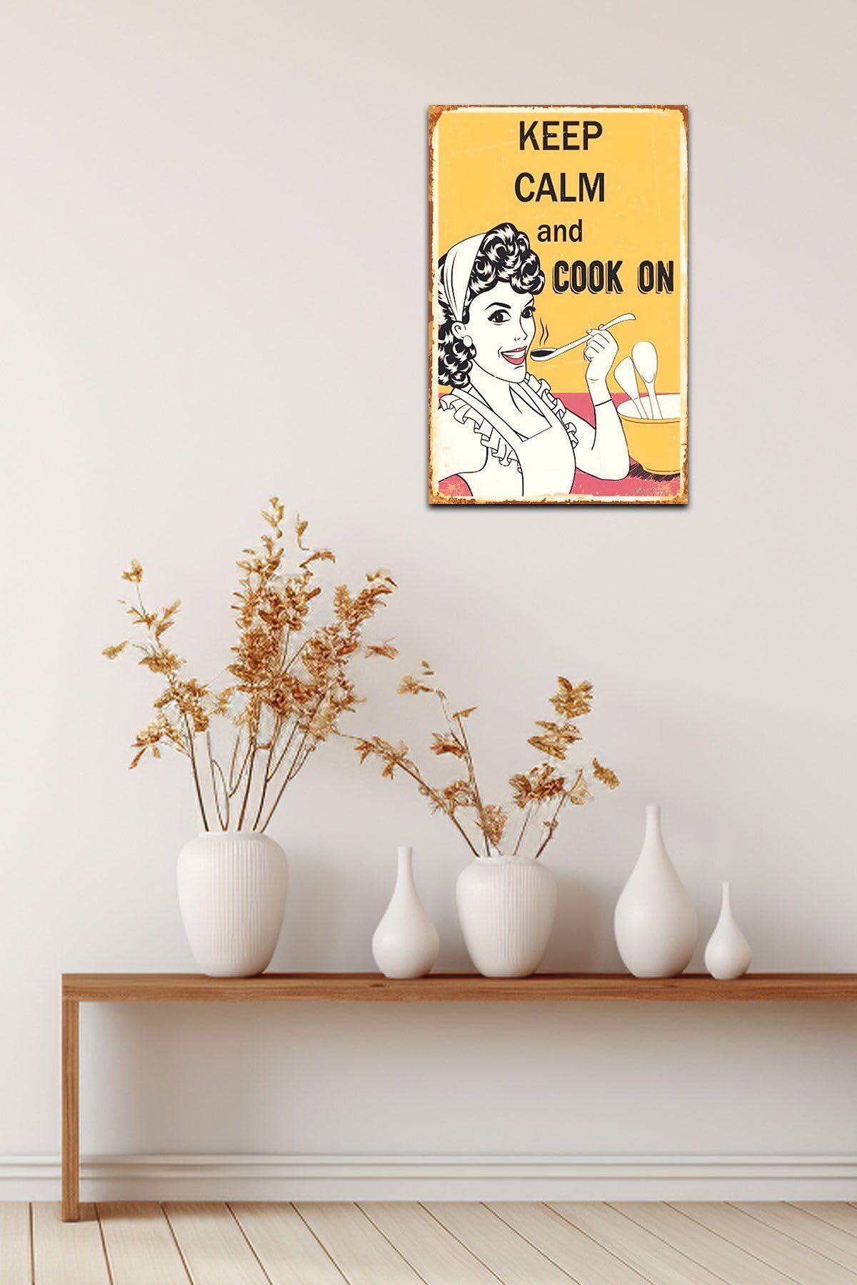 Dekolia Kuşe Kağıt Duvar Posteri Keep Calm And Cook On Retro Vintage Drtr0029