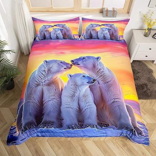 Juego de funda de edredón de oso polar, tamaño King para niños, mujeres y hombres, juego de ropa de cama familiar de oso polar, funda de edredón con