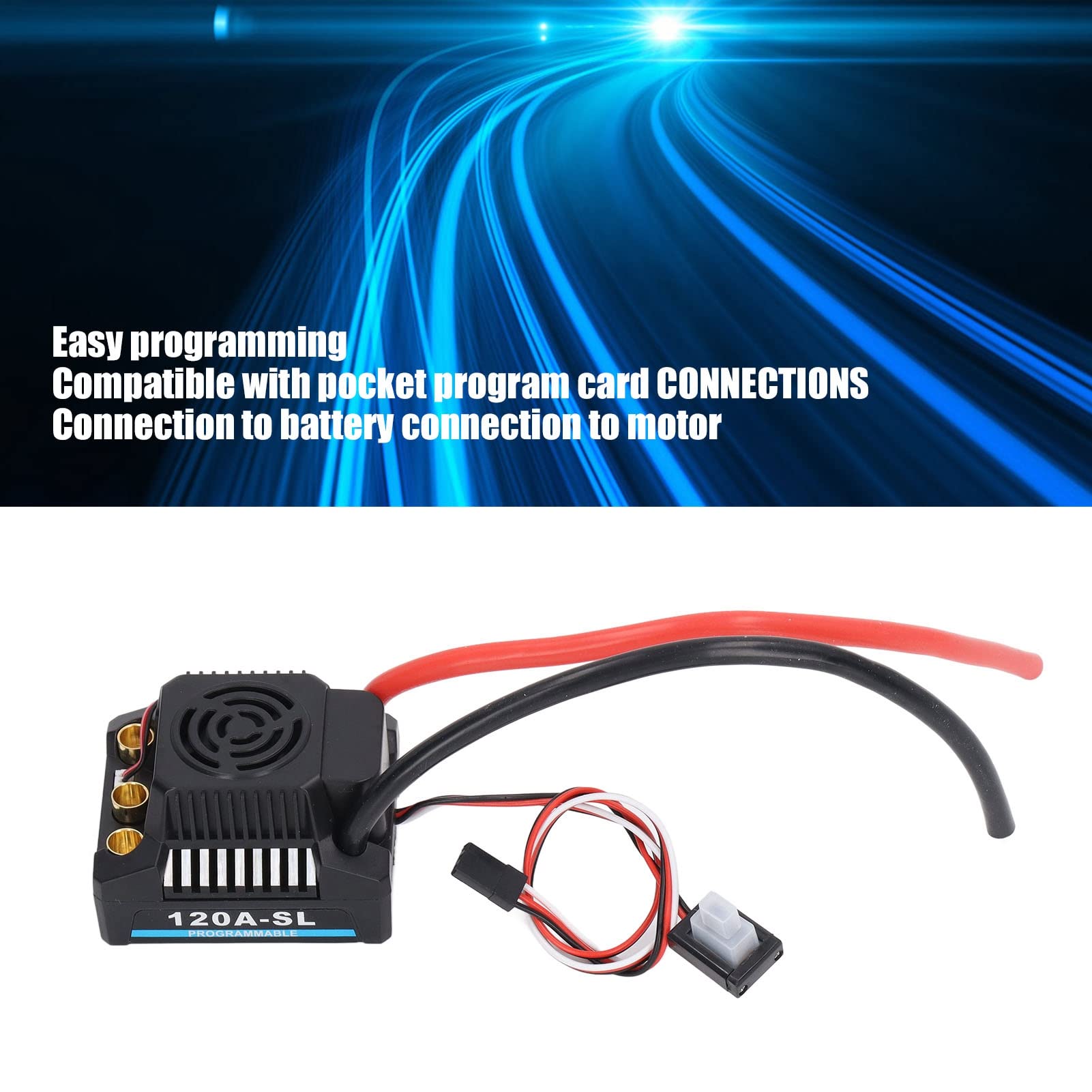 Accessori RC ESC Brushless 120A, ESC Senza spazzole Regolatore di velocità Elettrico Impermeabile Programmabile Professionale per Parti di Ricambio per Auto RC 1/8