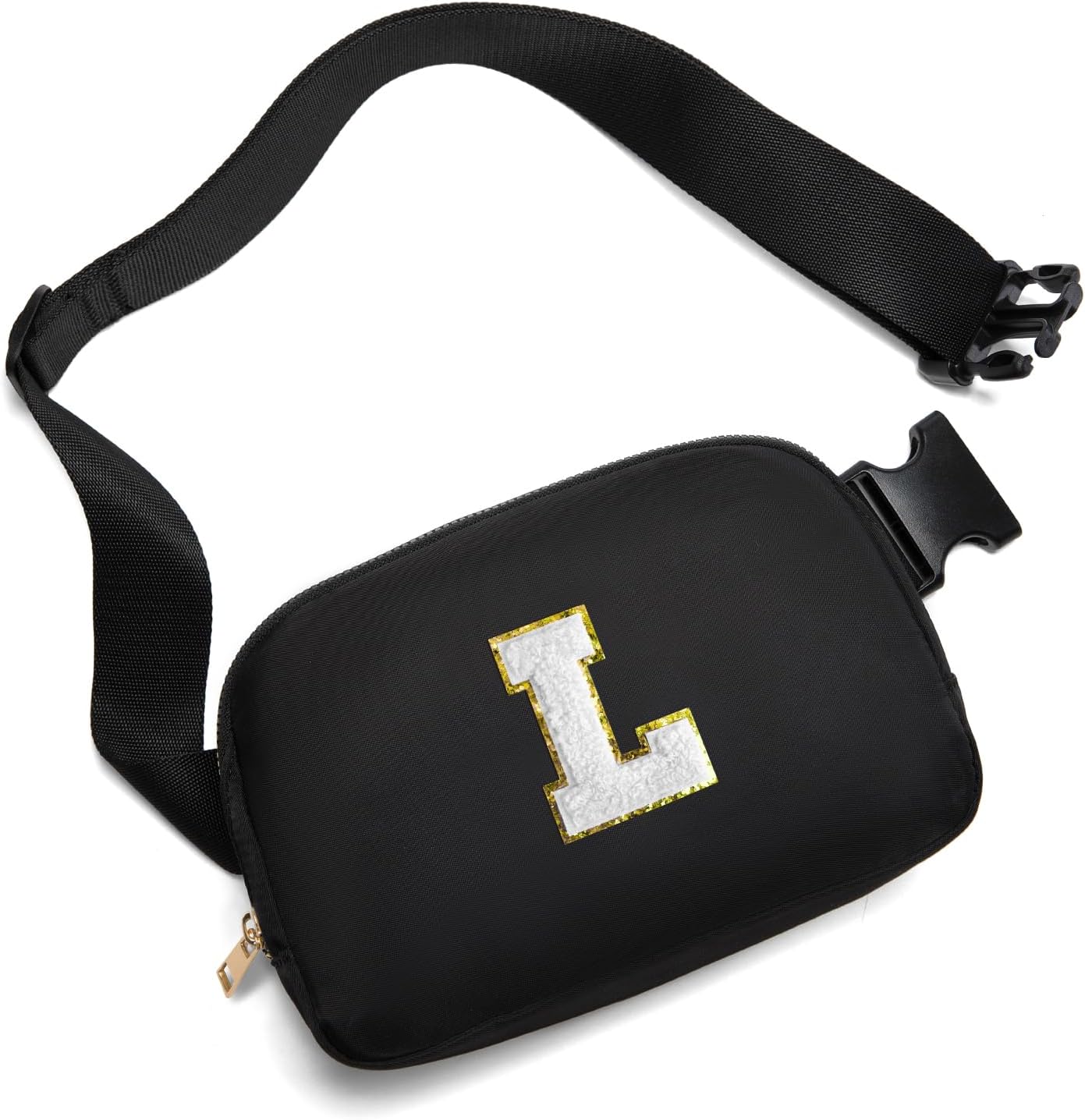 Gitus Birthday Gifts for 8 9 10 11 12 13 Year Old Girls Personalized Fanny Pack Crossbody Bags with Initial Letter Patch Belt Bag for Teen Girls Cute Trendy Stuff Travel Essentials (Black-L) Black L