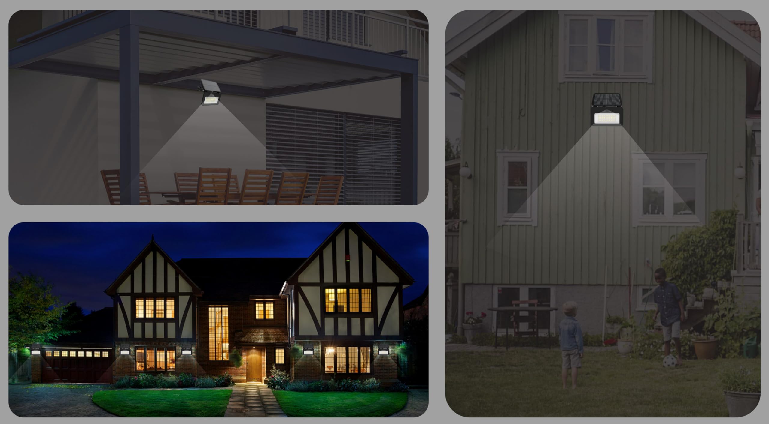Projecteur solaire LED extérieur avec détecteur de mouvement 1000 lm IP65 6500/4000/3000 K