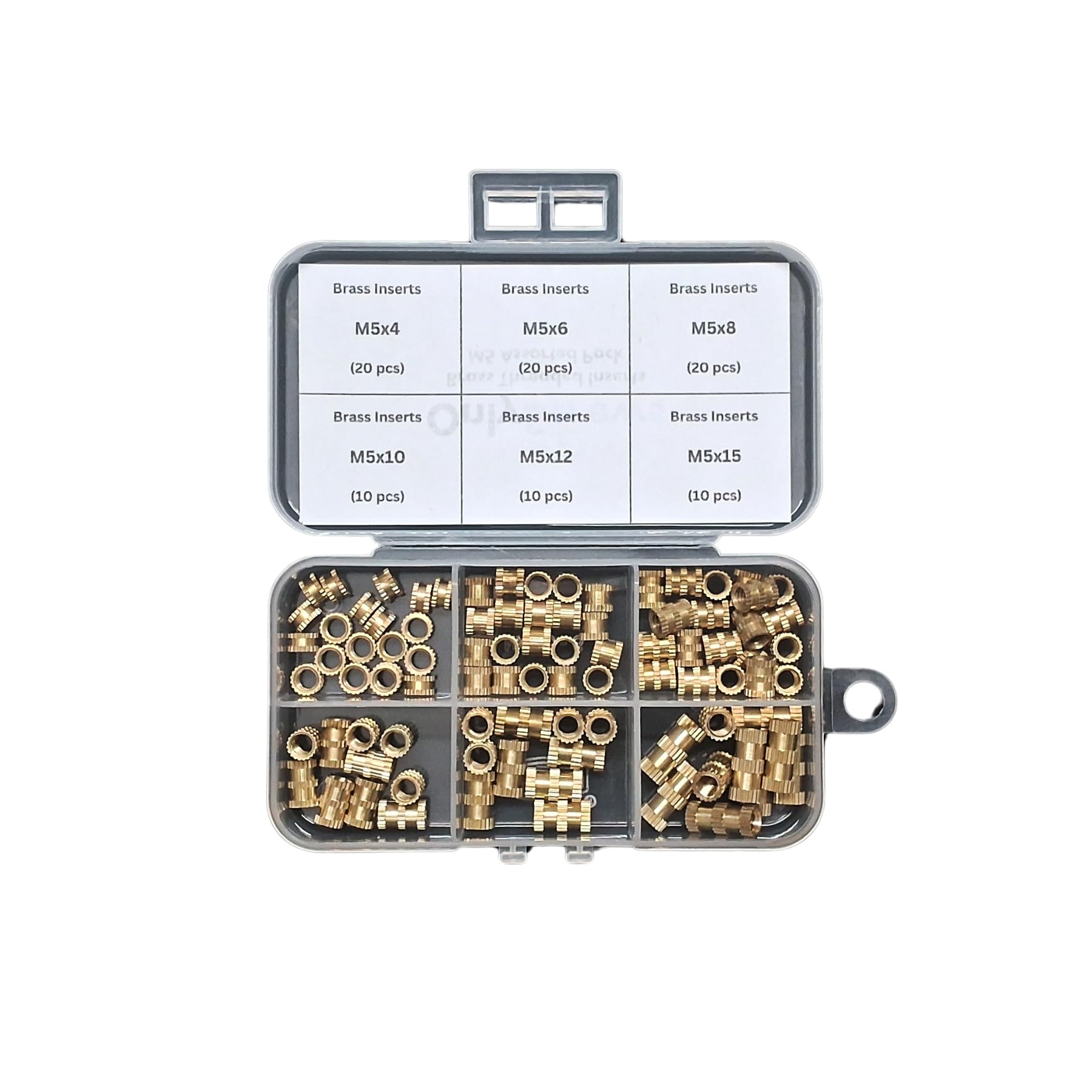 M5 Brass Inserts Assorted Pack, 90 Pieces, 4mm to 15mm Length, Threaded Insert-picture-17