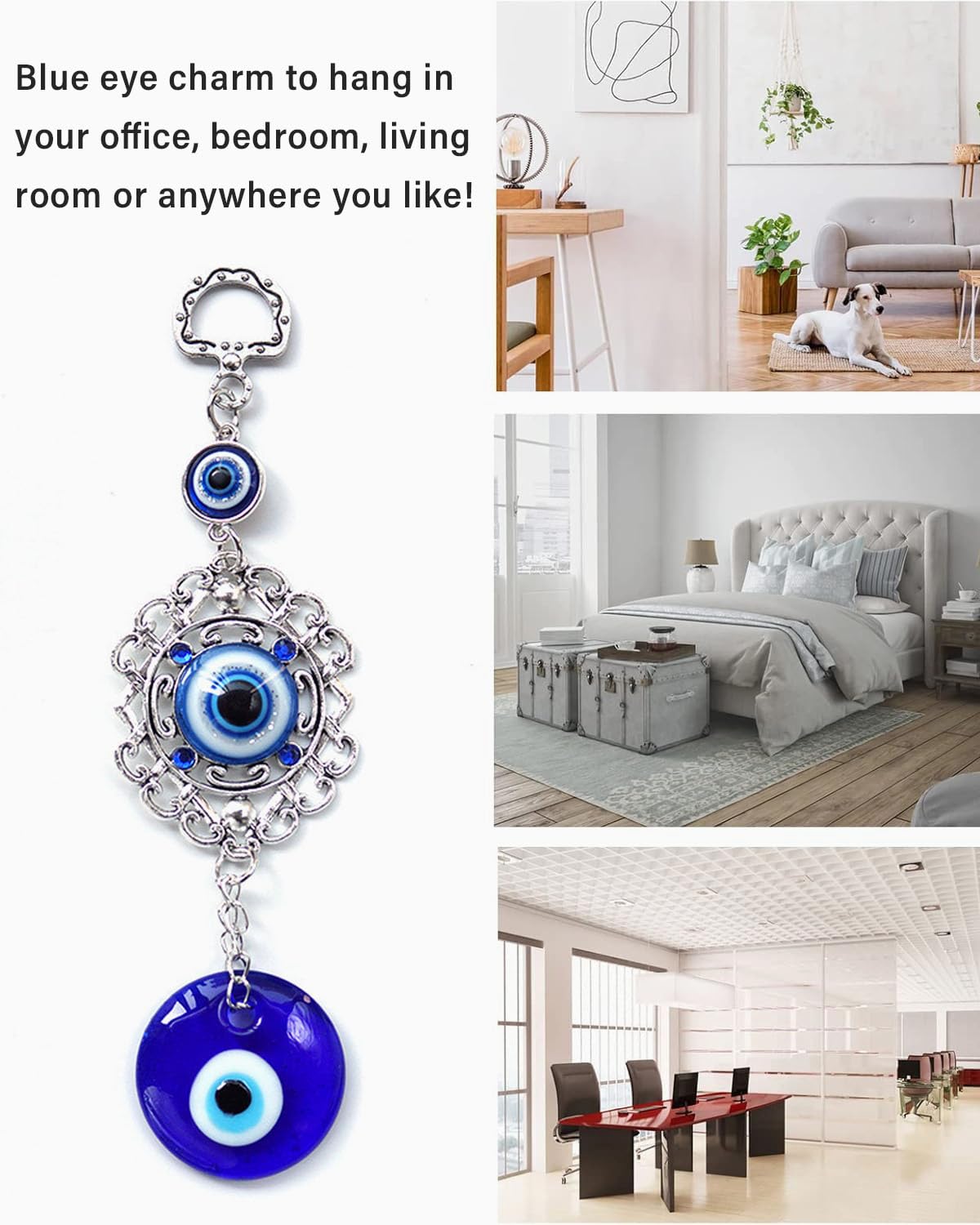 Joyzan Amuleto in Vetro Turco, Classico Blu Malvagio Benedizione Dell'Occhio Fascino Evil Eye Hanging Decor Malocchio Ornamento Appeso a Parete Ornamenti Ciondolo Casa per Auto Accessori