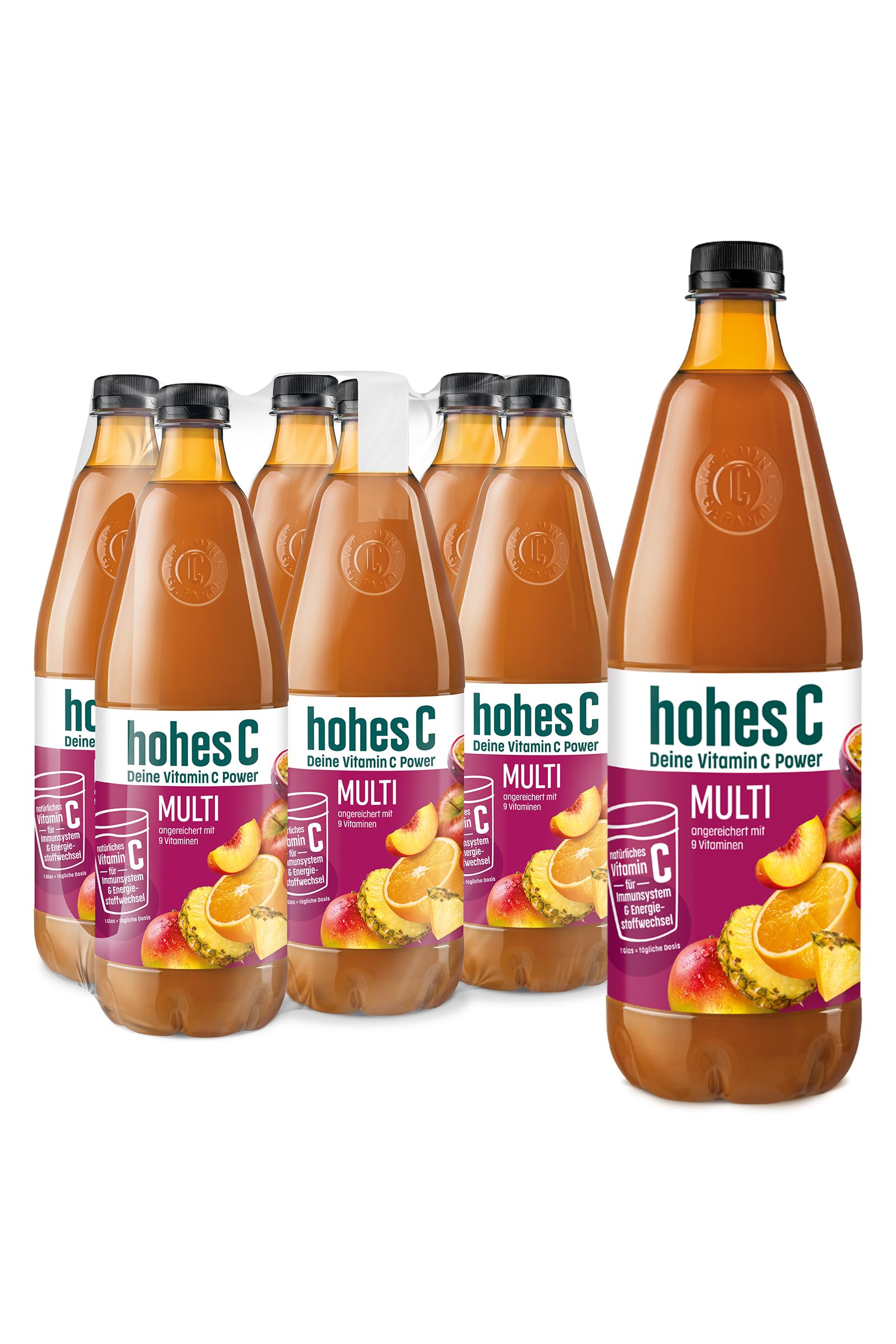hohes C Multivitamin (6 x 1l), 100% Saft, Apfel, Orange, Ananas, Maracuja, Mango, 9 Vitamine, ohne Zuckerzusatz laut Gesetz, vegan