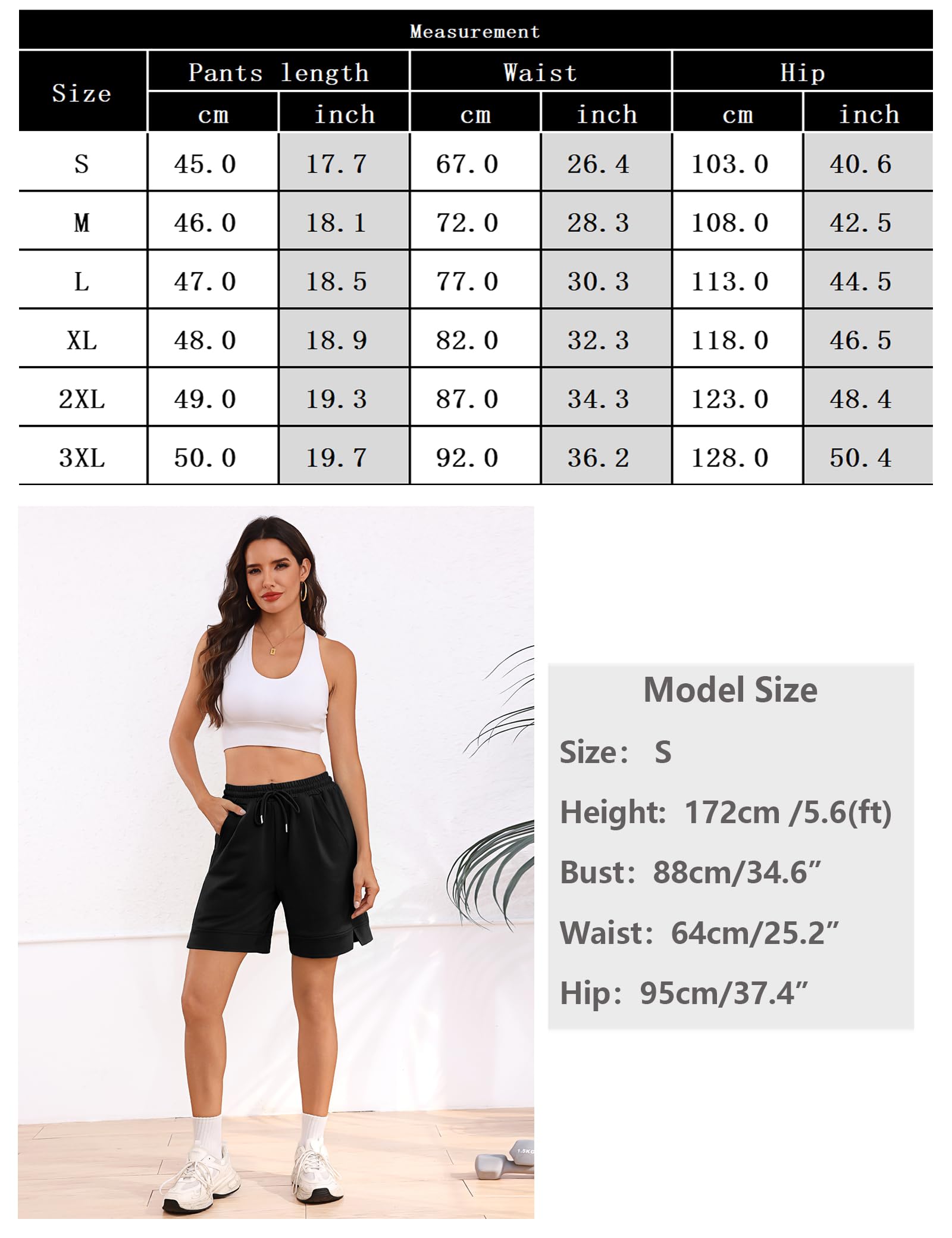 Litherday Shorts Deportivos Mujer Verano Pantalón Corto con Bolsillos Cintura Elástica y Abertura Lateral Transpirable para Casa Running Yoga S-XXL