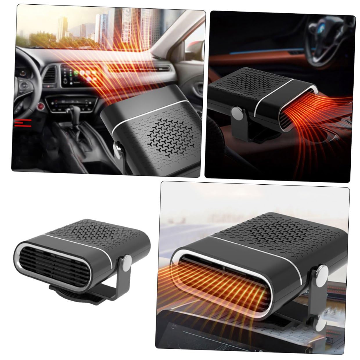 Ventilador Calefactor Portátil para Coche 12v Negro Desempañador de Parabrisas y Ventanas Calentador Portátil Antivaho para Vehículo Descongelador Rápido para Invierno