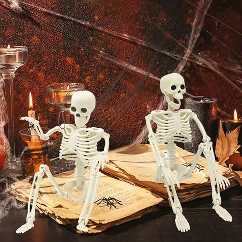 Miniatura 6 de 6 paquetes de esqueletos de Halloween, esqueletos posables de 16 pulgadas, decoraciones de Halloween con articulaciones movibles, mini esqueleto de