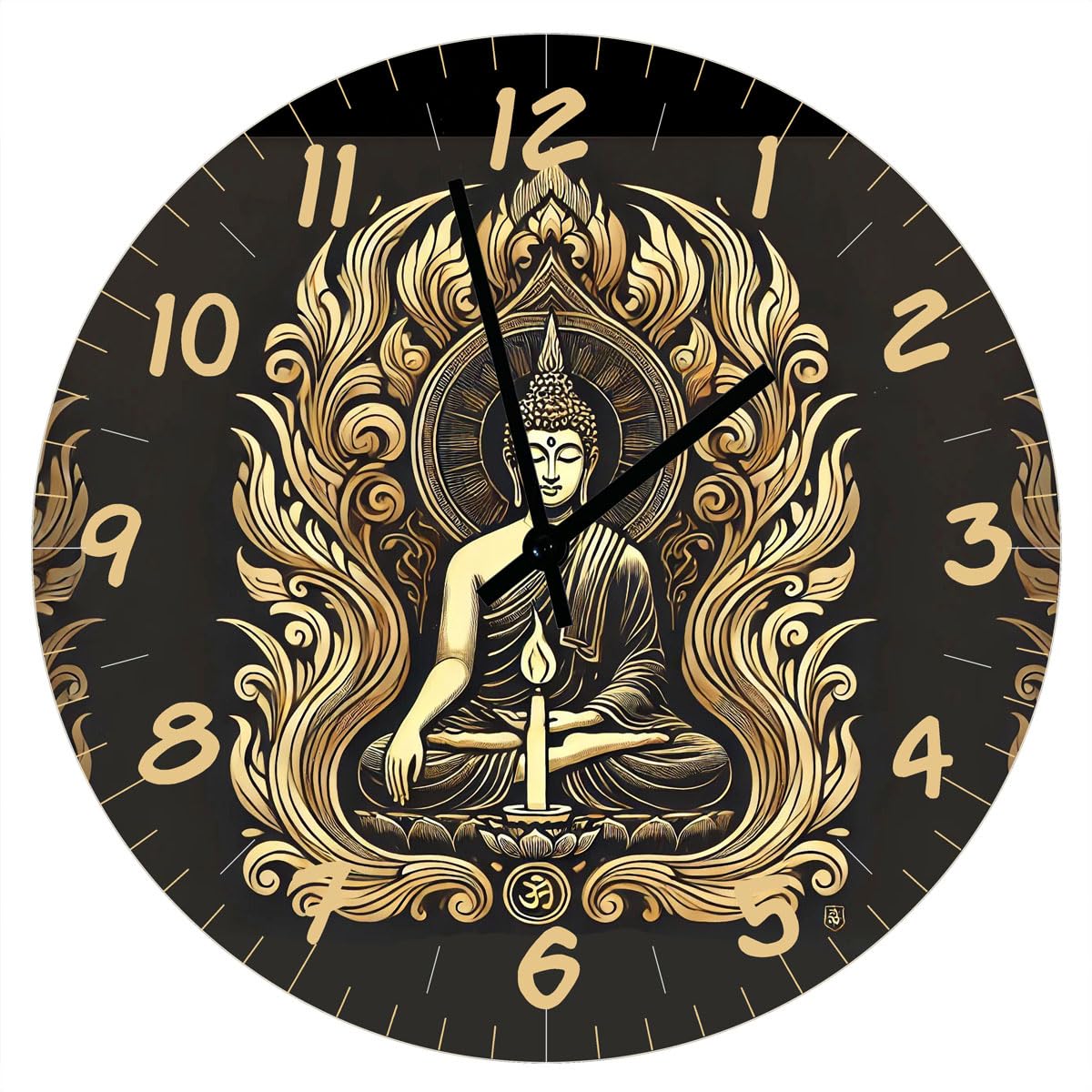 Horloge en verre méditation de Bouddha 29 cm pour salon