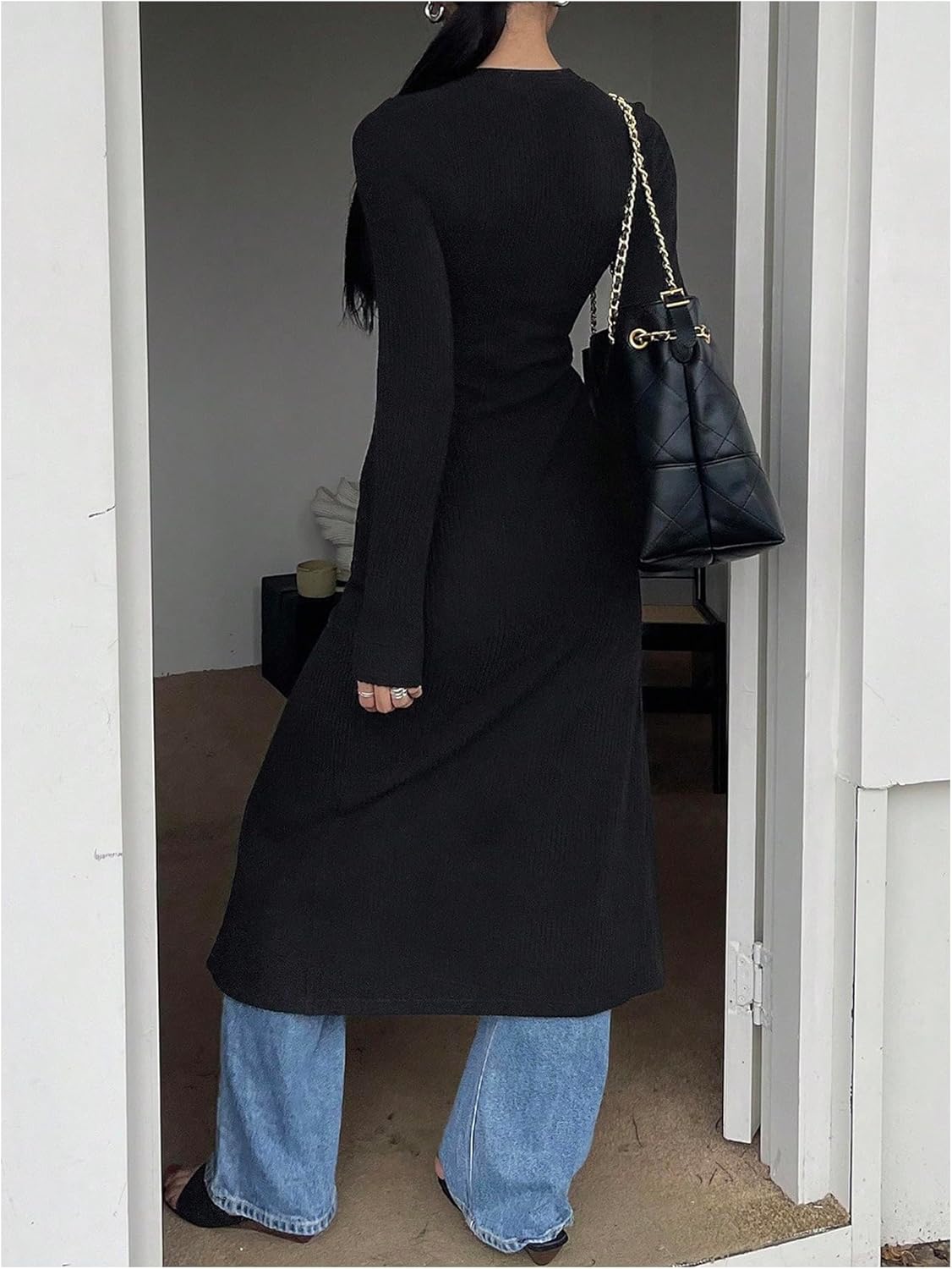 WDIRARA Women's V Neck Button Down Cardigan Sweaters Long Knit Outerwear - Image 3