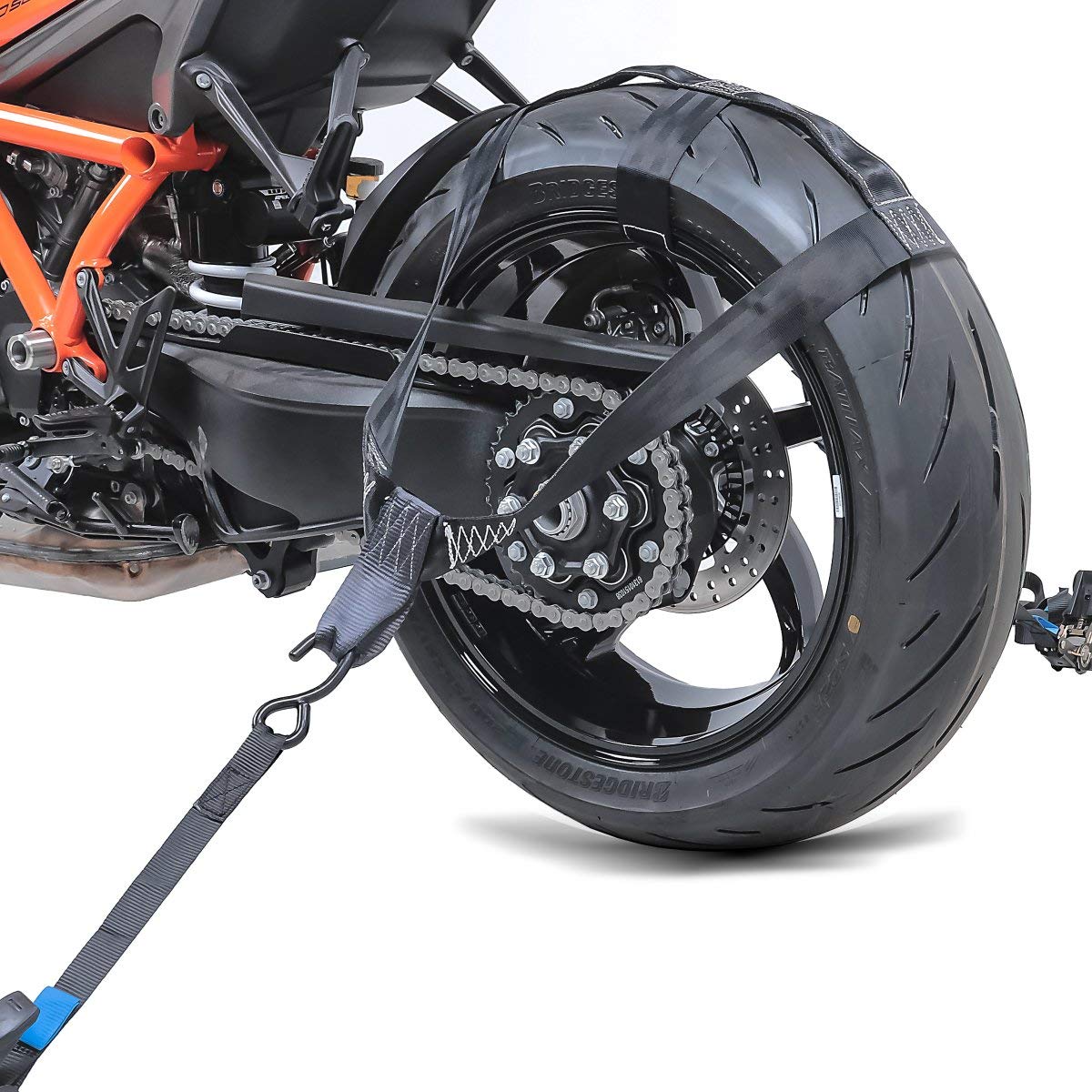 Hinterrad Zurrgurt mit 4X Ratschen-Spanngurten Set Abspanngurt Motorradtransport