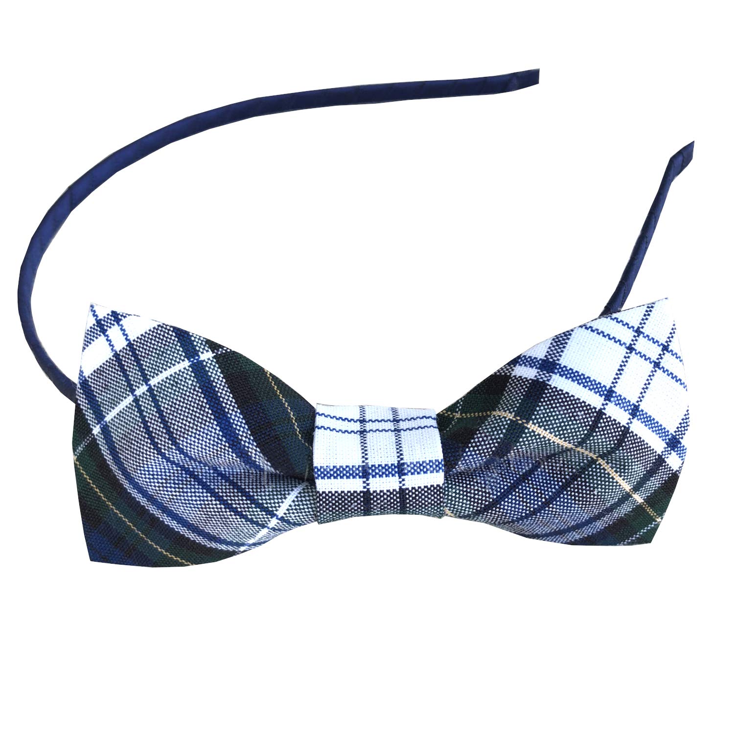 School Uniform Headband for Girls with Plaid Bow Tie Bow 4 Inch - Fabric Hair Bands Fashion Accessory (Plaid 80)
