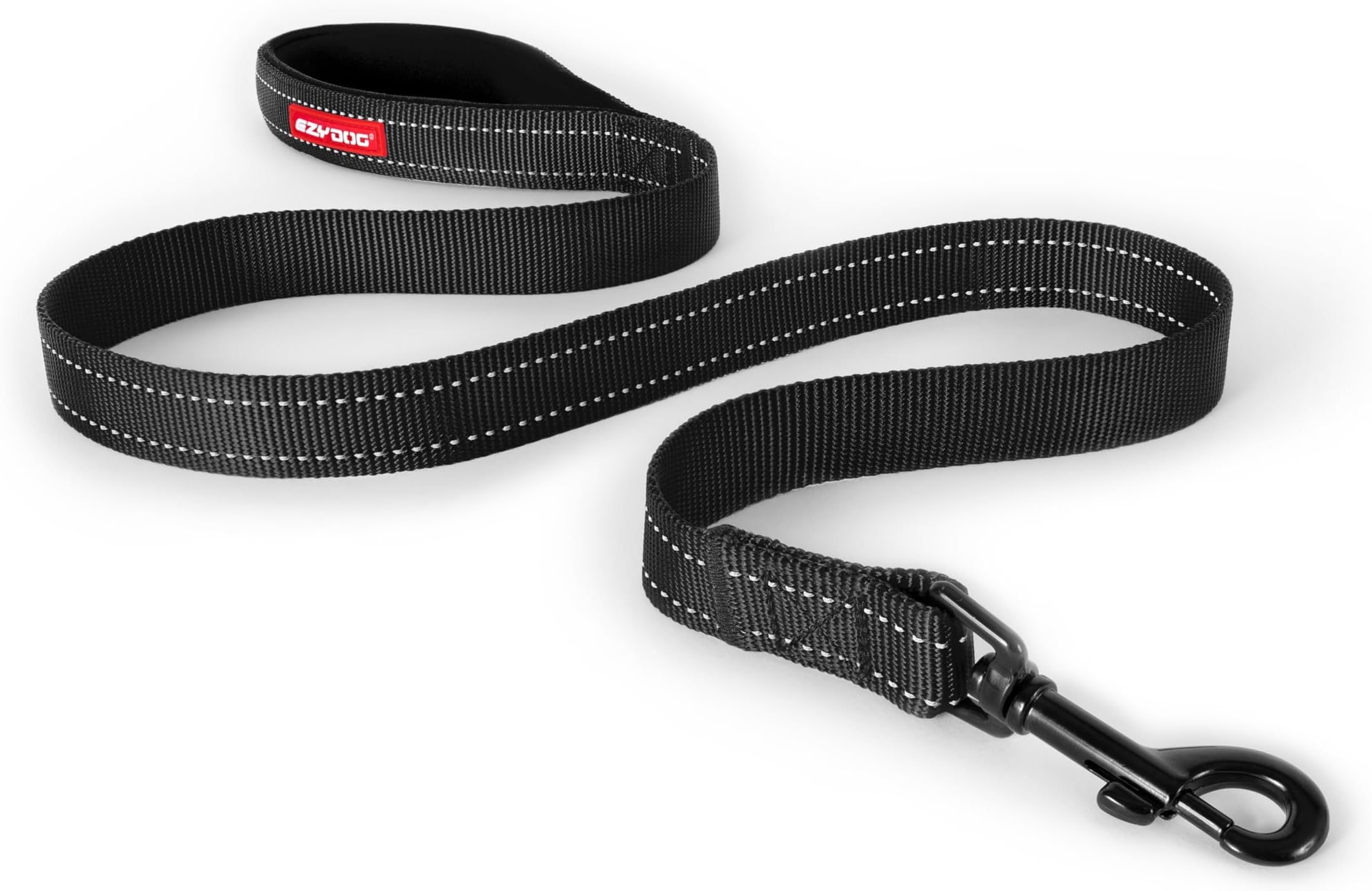 EzyDog Essential Lead | Training Lead for Small, Medium, Large Dogs - Sturdy, Comfortable Padded Handle, Reflective Thread, 1.2M (Black)