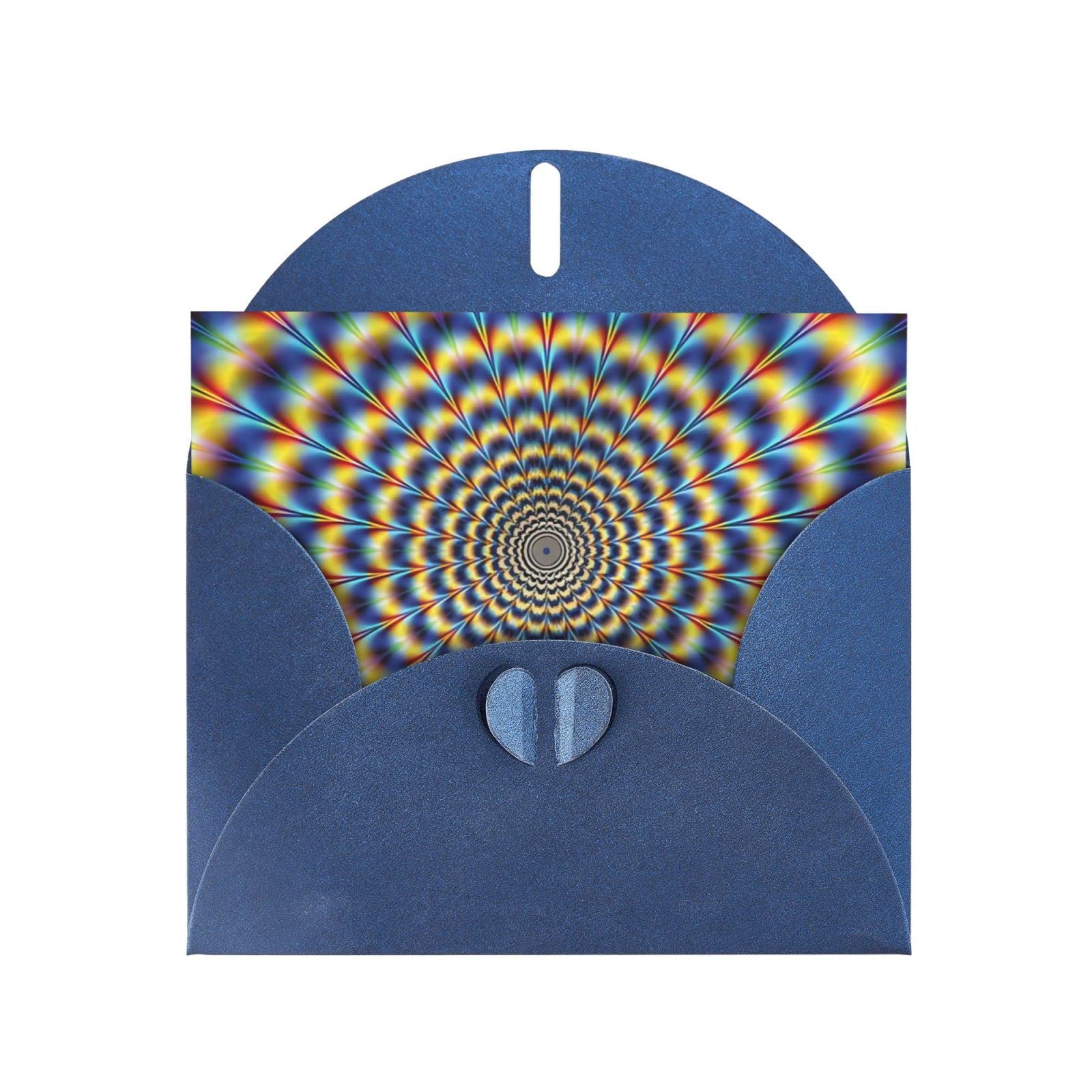 Carte de vœux en papier nacré bleu avec illusion d'optique en spirale : 10,2 x 15,2 cm, carte d'invitation de fête d'anniversaire