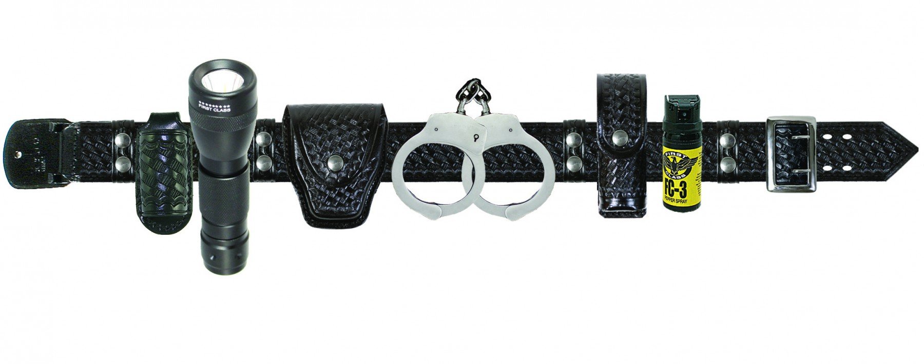 First Class Police, Sheriff and Security Basket-Weave Duty Belt Combo with Accessories (36)