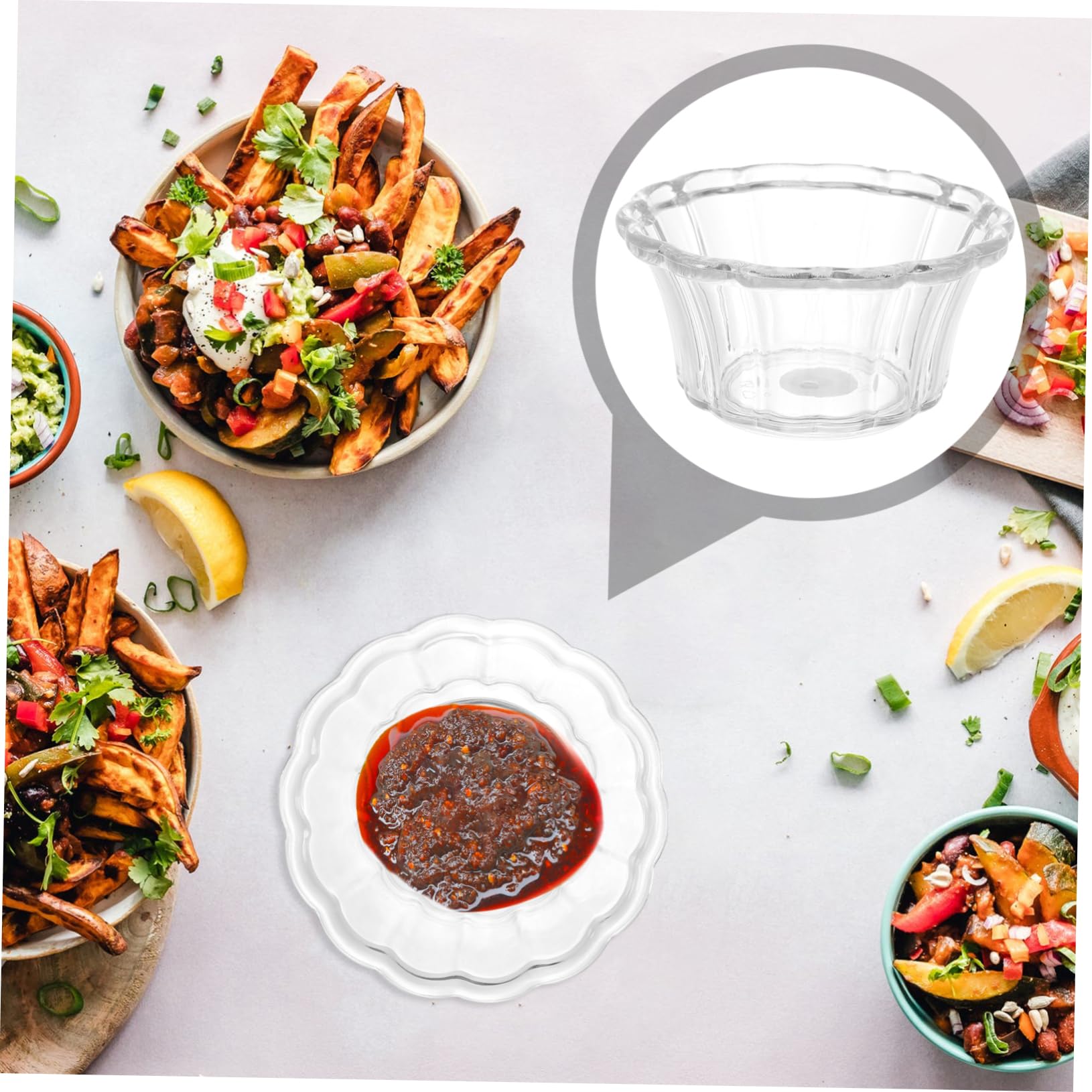 SOLUSTRE 4Pcs Flower Lace Condiment Bowls Serving Bowls for Dips Snacks and Desserts for Parties Home Use and