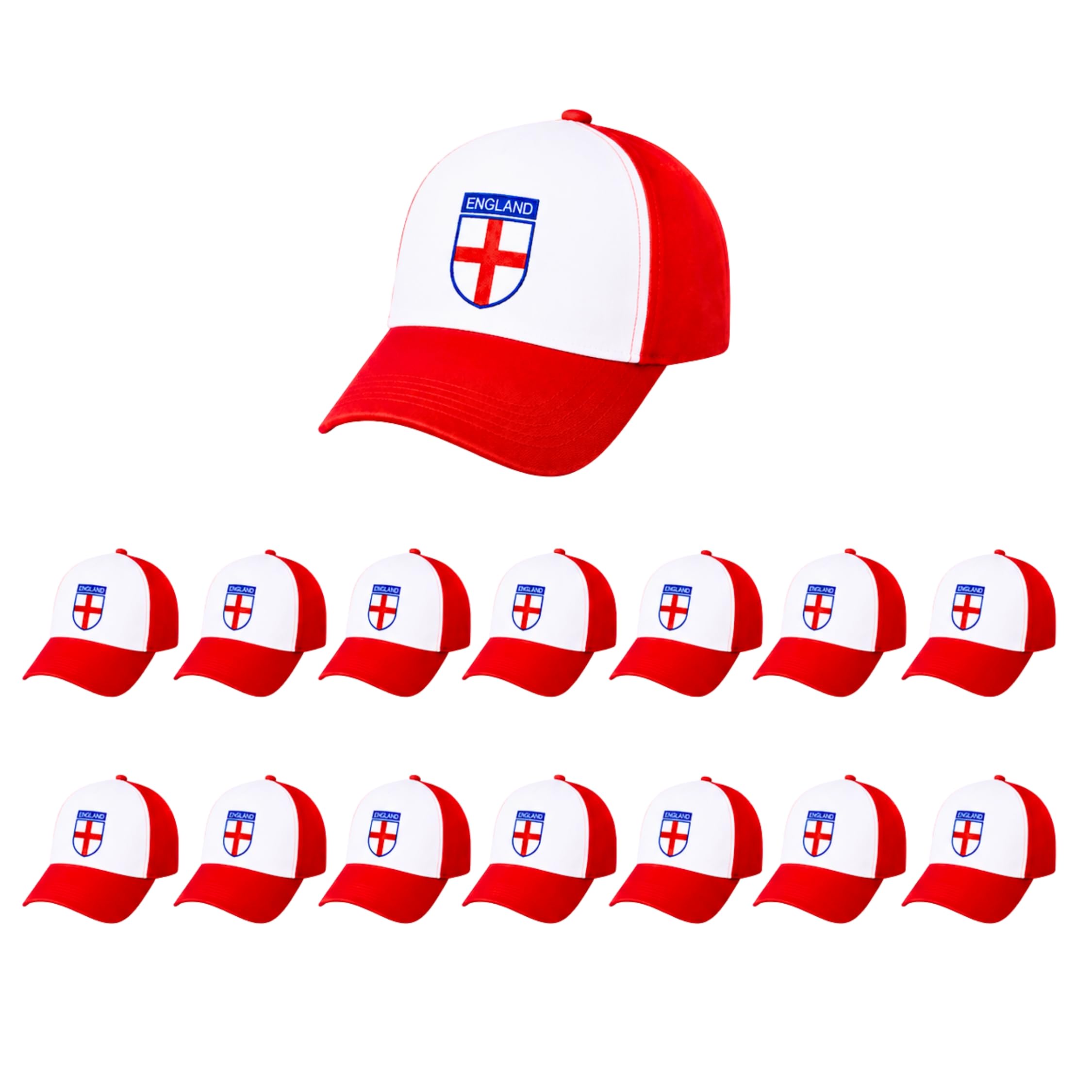 SHATCHI 50 Cappellini da Baseball, Tifosi Dell'Inghilterra, Accessori Regolabili per Rugby Calcio Coppa del Mondo di Cricket, Rosso e Bianco, Etichettalia Unica Unisex-Adulto
