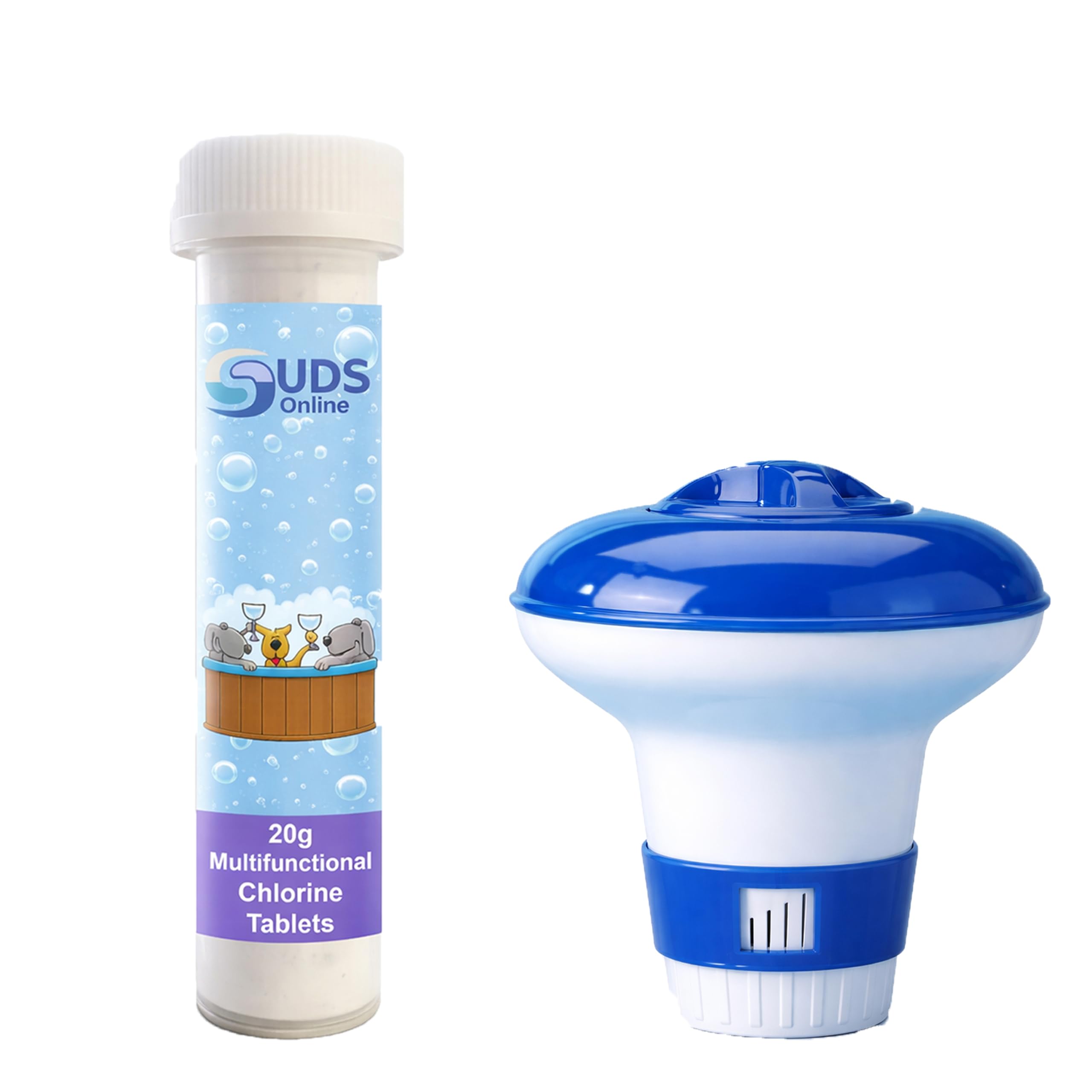 Suds-Online Floating Dispenser + 5 Ultimate Chlorine Tablets 20G Hot Tub Swimming Tablet