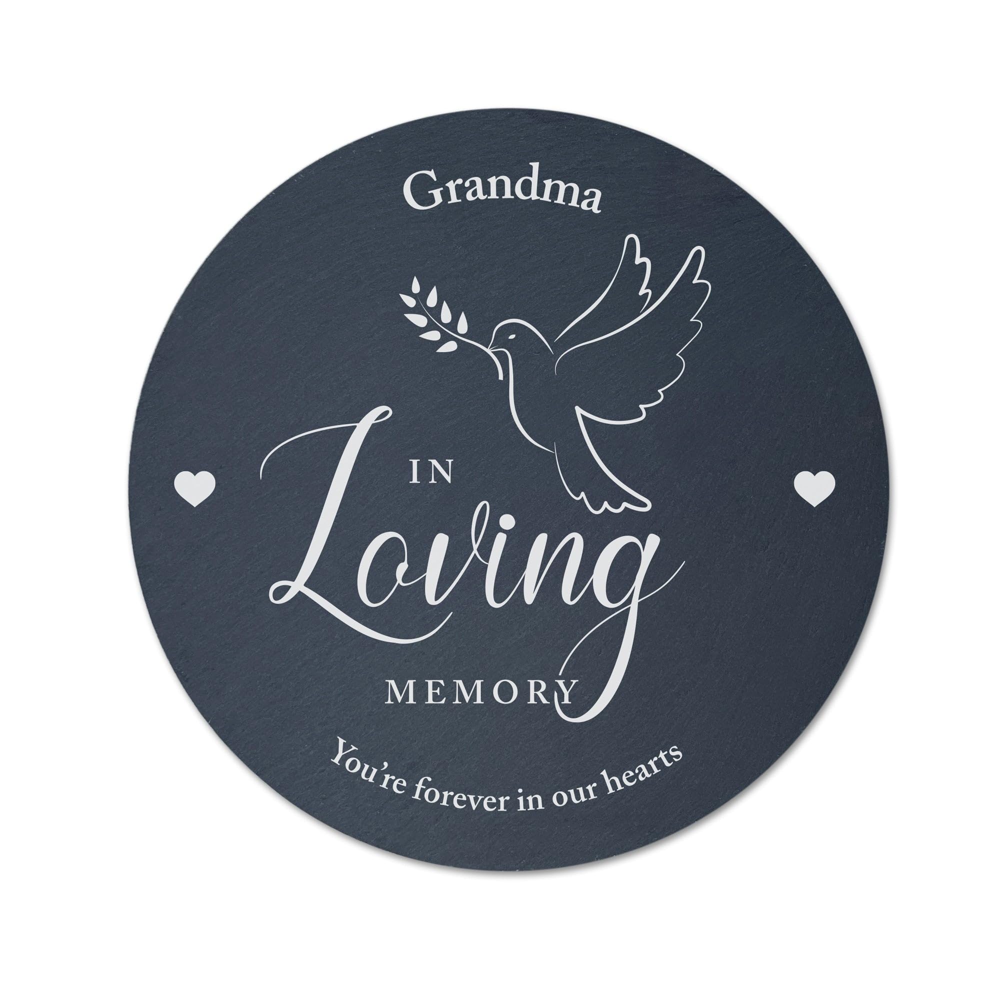 Personalised "In Loving Memory" Dove Slate Circular Grave Marker - Custom Message | Sympathy Gift, Remembrance | 20cm x D 0.6cm