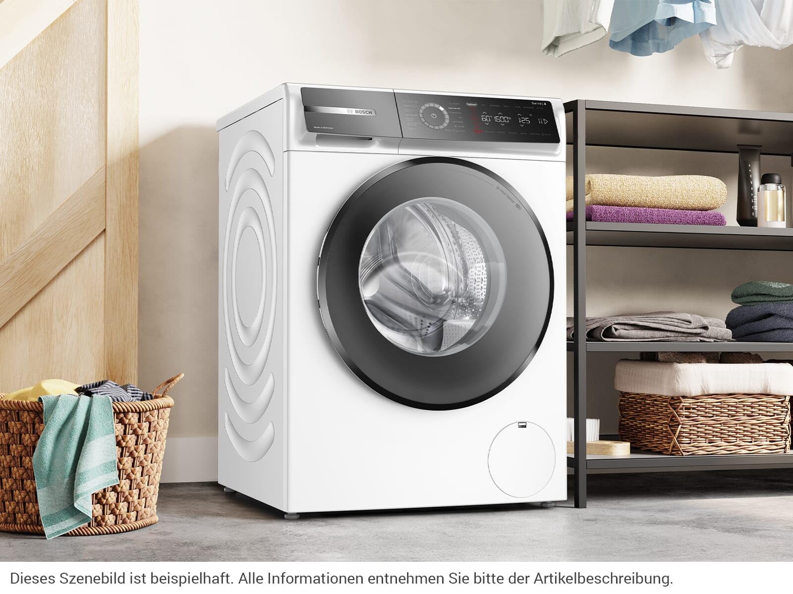 Bosch Serie 8 Smarte Waschmaschine 9 kg 1600 UpM Dampf WGB246071 | Made in Germany, automatische Fleckenbehandlung, Active Water Plus Beladungserkennung, LED-Trommelbeleuchtung, leise