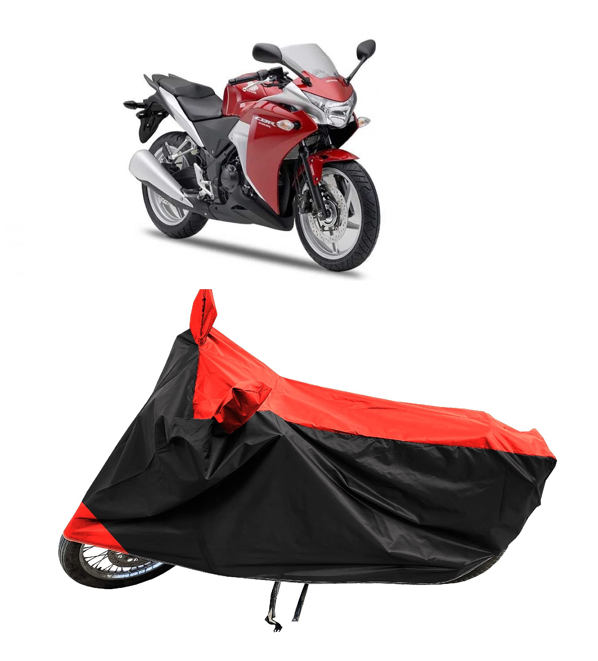 Tricway Dust Proof and Water Repellent Polyester Fabric Bike Body Cover for Honda CBR 250R (Red Stripe) Large