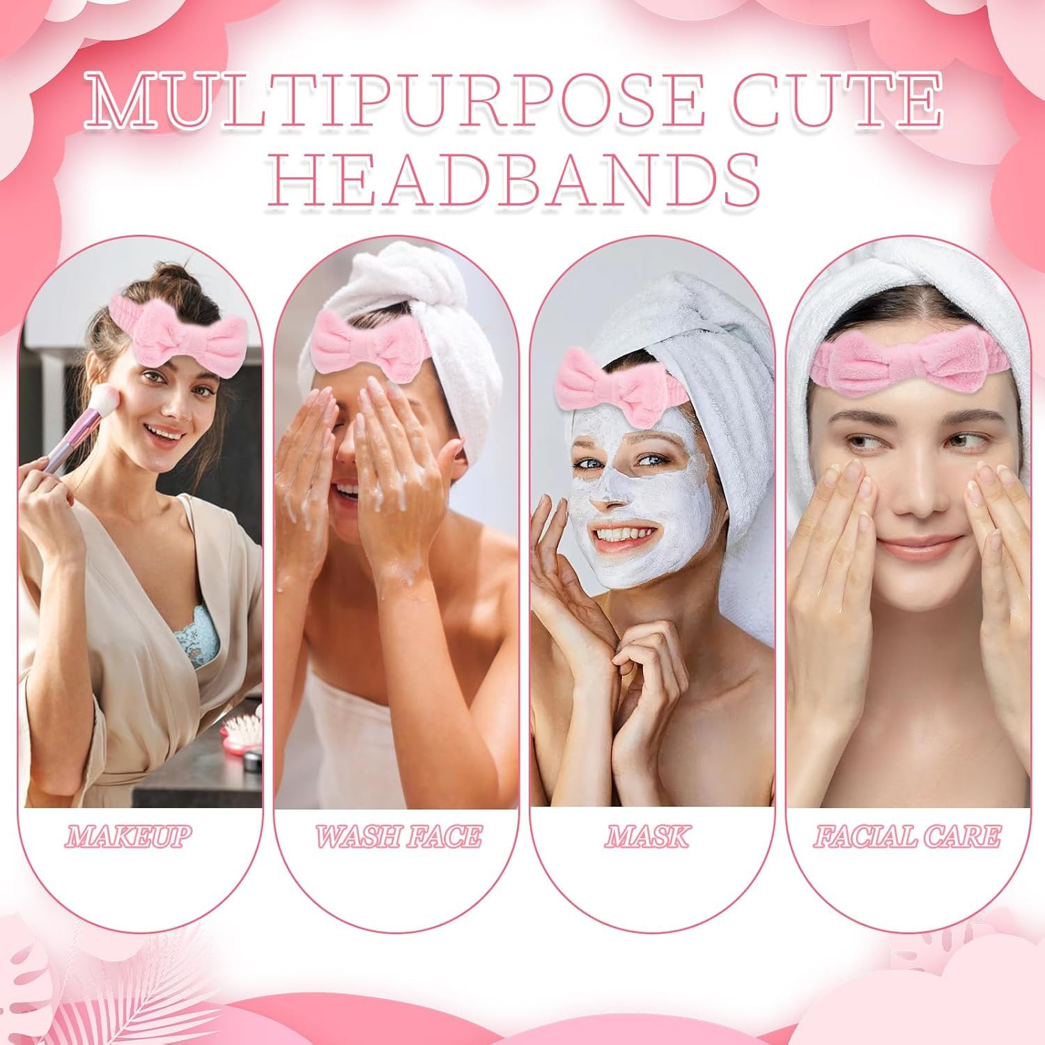 48 Pièces Fournitures Fête Spa – 12 Bandeaux Roses, 12 Masques Sommeil, 12 Chouchous Velours, 12 Sacs Organza pour Soirée Pyjama, Spa ou Cadeaux Invités